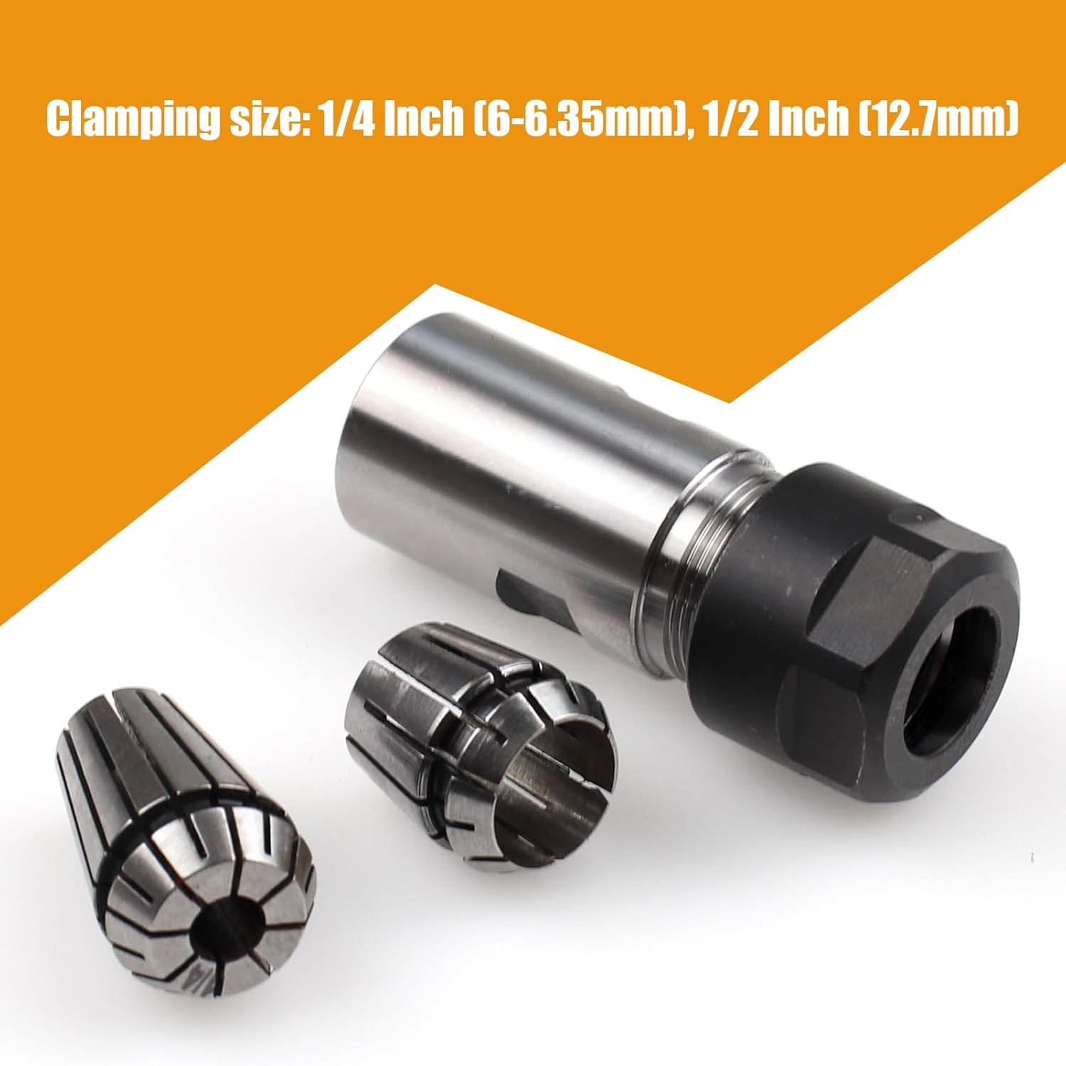 5/8"-11 Thread Angle Grinder Extension Shaft Set Electric Drill Conversion Collets Adapter Woodworking Tool Accessories Include Spring Collet 1/4" & 1/2" 3PCS (Silvery) image number 3