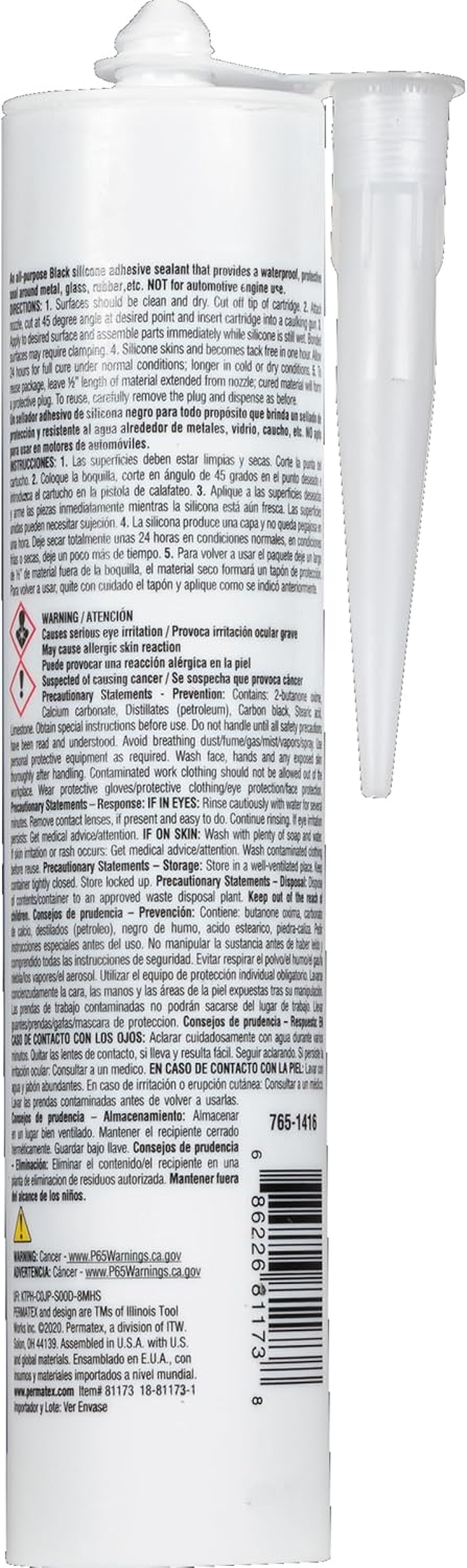 Permatex 81173-12PK Black Silicone Adhesive Sealant, 12.9 Oz. (Pack of 12) image number 6
