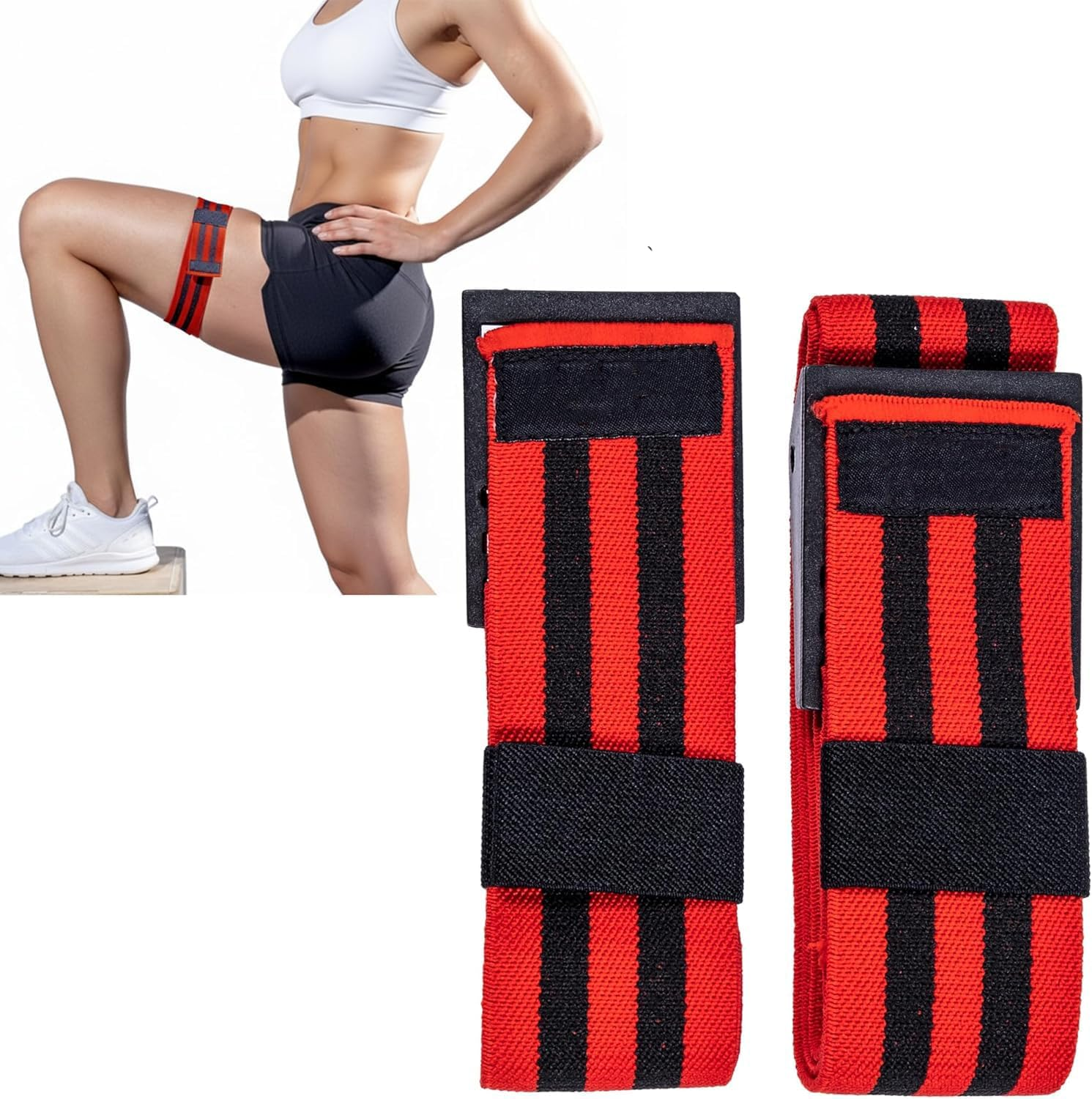 Blood Flow Restriction Bands, 2X Occlusion Bands for Legs, Elastic Bands with Buckle Fasteners for Muscle Building and Pump, BFR Cuffs image number 2