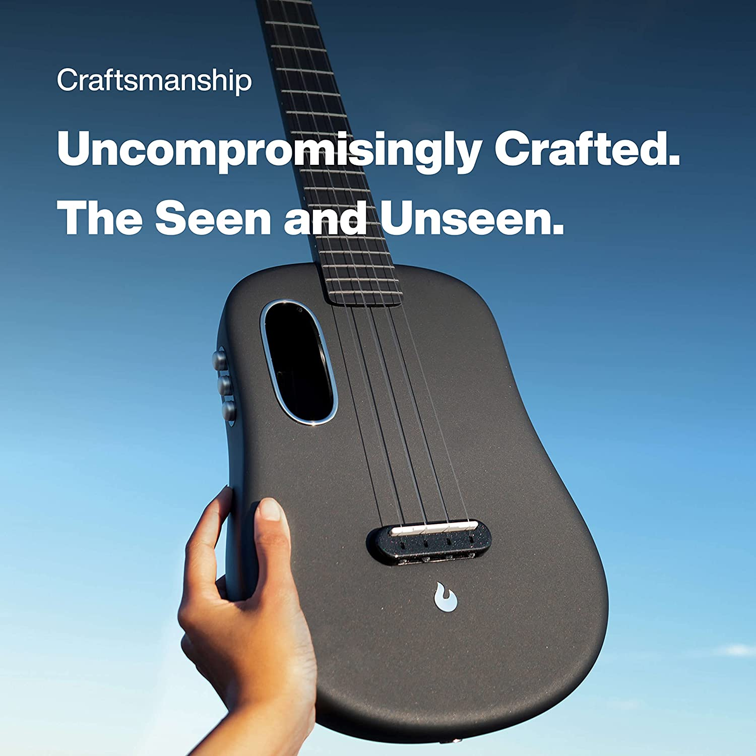 LAVA U Carbon Fiber Ukulele with Effects Tenor Travel Ukulele with Case Pick and Charging Cable (Freeboost, Sparkle Blue, 26-Inch)