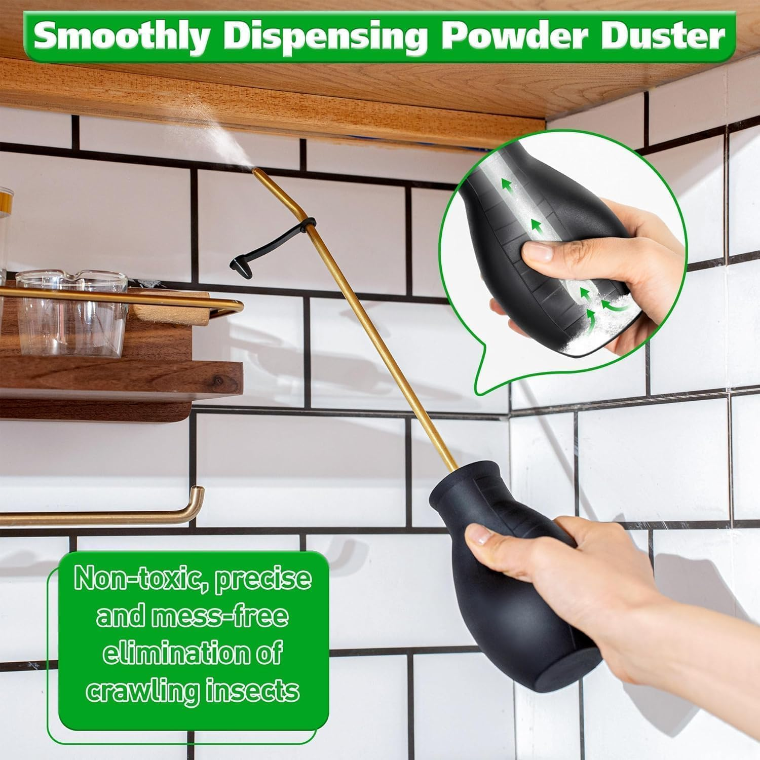 Diatomaceous Earth Powder Duster with Long Metal Tube, Bulb Duster Sprayer for Organic Gardening, Indoor Outdoor Plant Care & Home Pest Control, Powder Applicator Dispenser for Agricultural Use image number 2