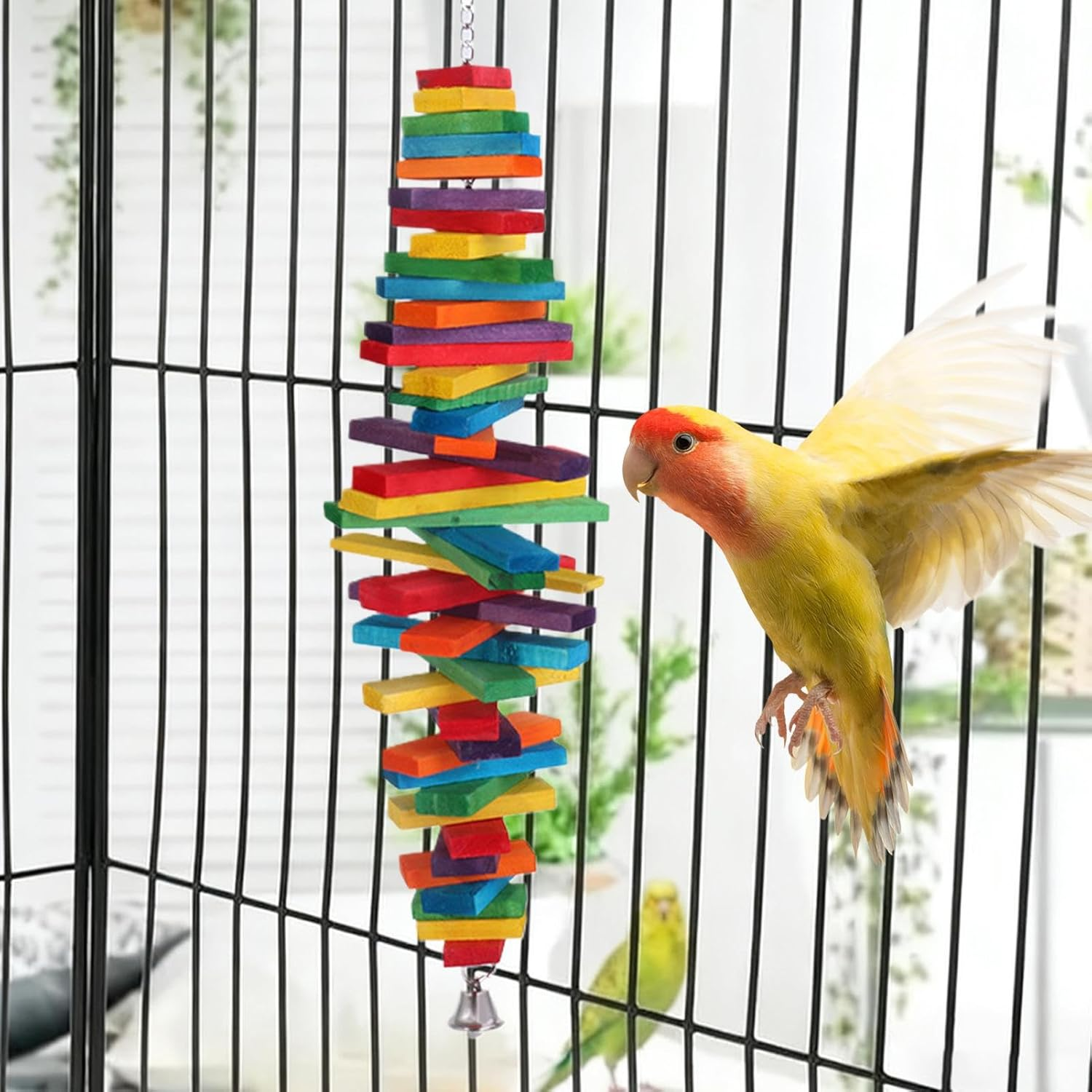 Wiroouia Cockatiel Toys - Adjustable Wooden Swing Chew - Small Bird Chew Toys Cage Accessories - for Enrichment Cockatiel Macaw Myna Pigeon Sparrow Canary Indoor Outdoor Home image number 4