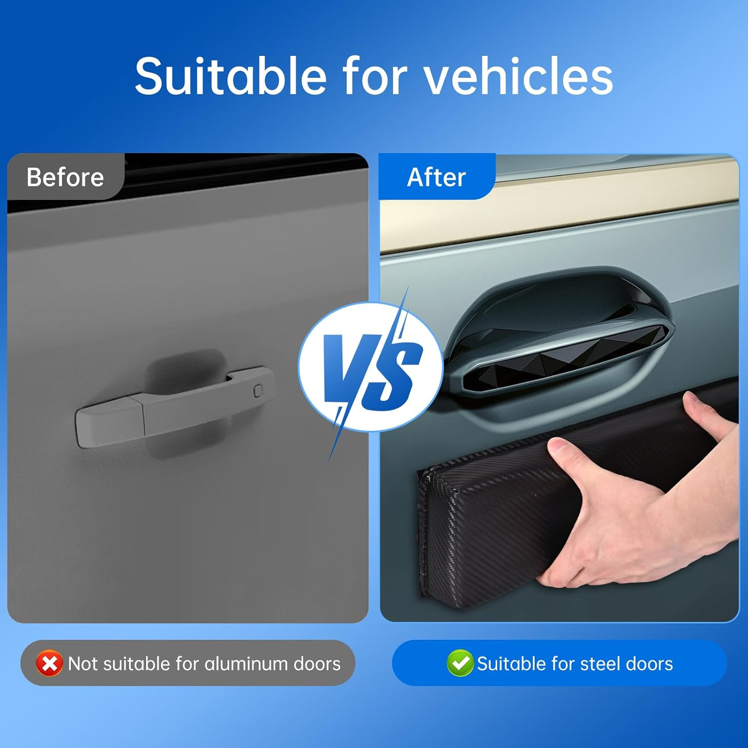 Magnetic Car Door Dent Protector for Non-Aluminum Door Frame Removable Soft Cushion Vinyl Carbon Fiber Embossed Prevent Scratches and Dent Damage (Black) image number 2