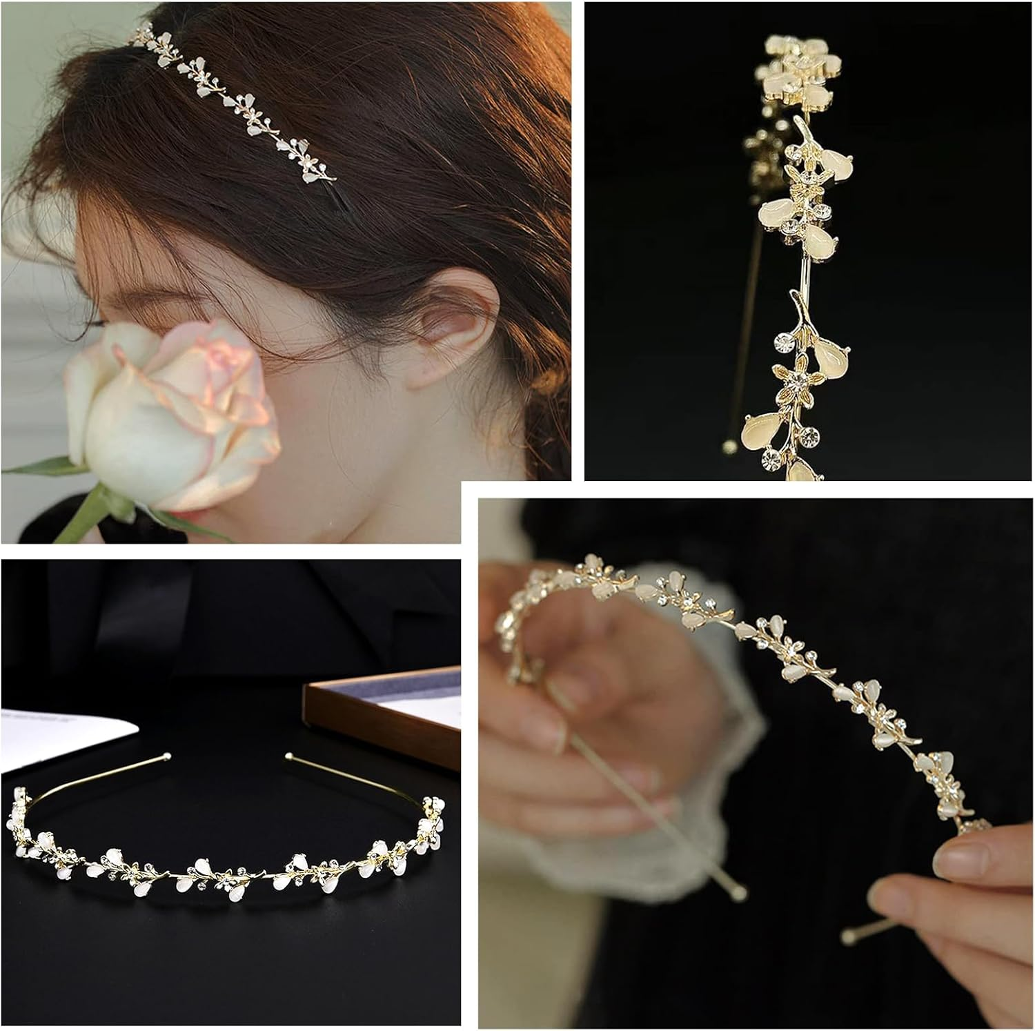 Headband Wedding, FUKPO Hair Accessories Tiara Wedding Headband Crown Bridal Women'S Glitter Headpiece Bride Guest Tiara Rhinestone Headband Girls Adults Children Long Short Hair Headband image number 1