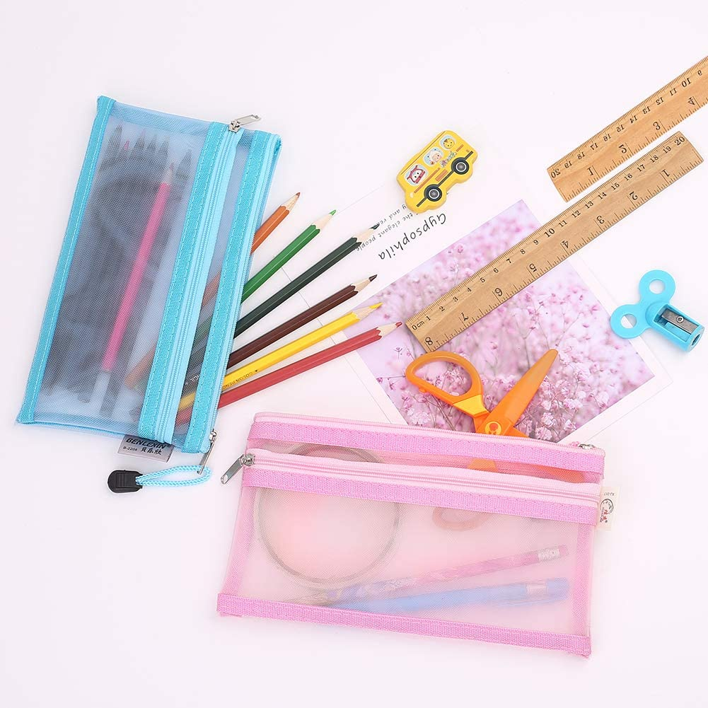 A6 Zipper Pouch Set of Mesh Zipper Bags Clear Zipper Pouch Small Organizer Bag Zipper Folder Bag Cosmetic Bags Travel Storage Bags Colours&hellip; (Colorful) image number 3