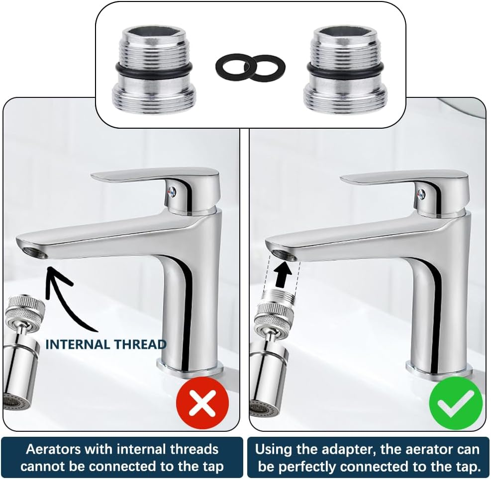 Pack of 2 Tap Adapter M18.5 to M22 Male Thread - Metal Tap Connector for Connecting Aerators to the Tap - Brass Thread Adapter for Male Thread Water Filter and More image number 5