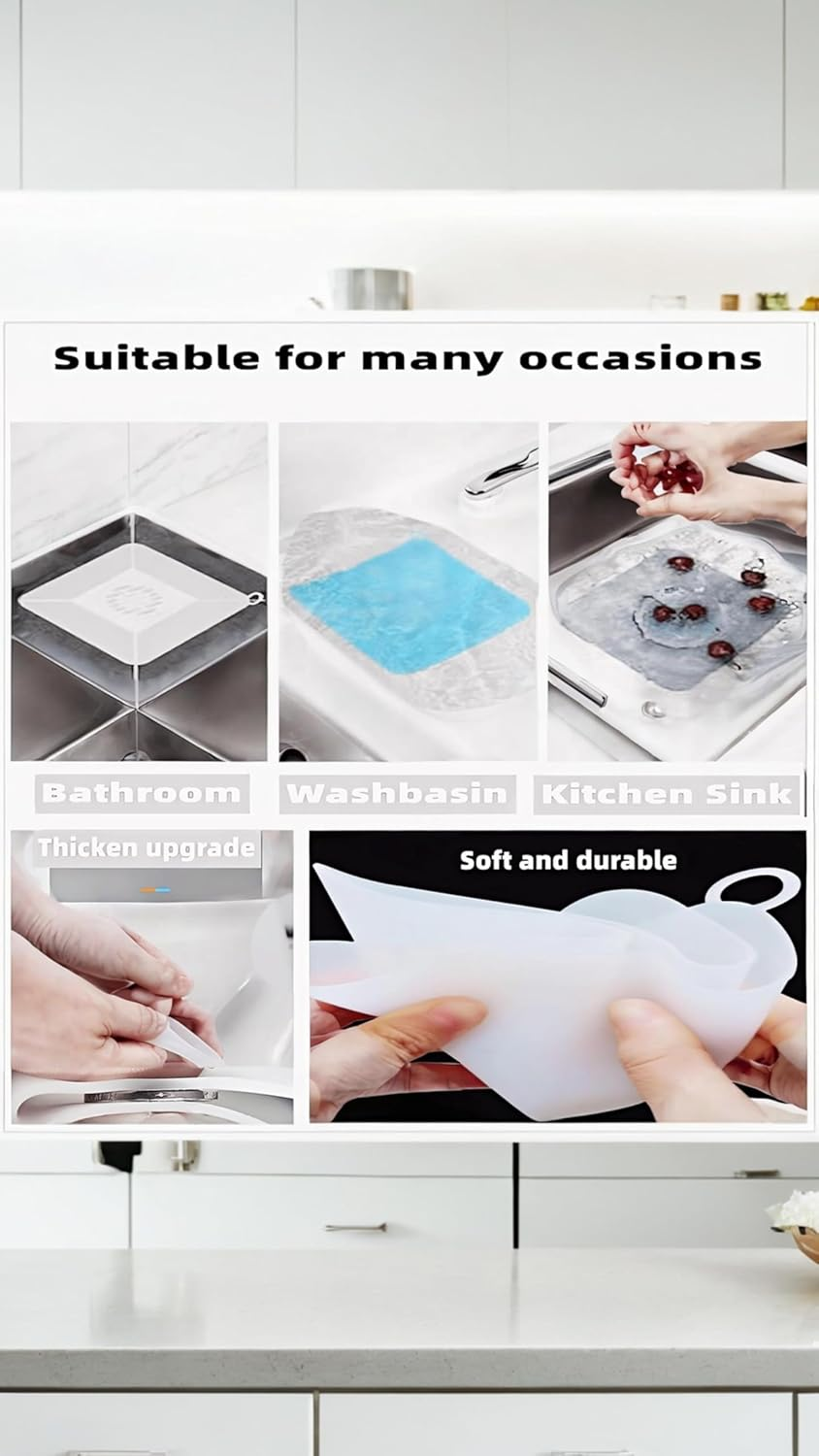 Honwor Silicone Floor Drain Anti-Odor Mats - 4 Pcs Deodorizing Covers for Kitchen, Bathroom & Laundry - Odor Sealing, Easy Clean, Durable Use image number 5