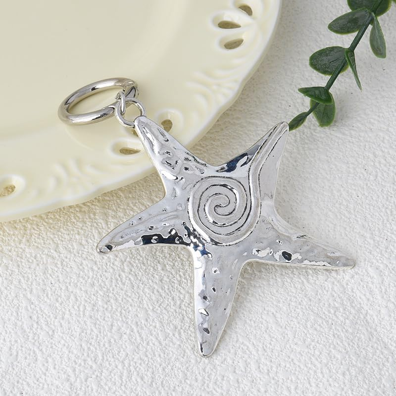 Ocean Starfish Keychain Accessories Charms Y2K for Purse Beach Bag Charms for Handbags Bag Starfish Charm Silver Keyring for Car Keys Beach Themed Keychains for Men Women Sea Lover Birthday Gift Ideas image number 3