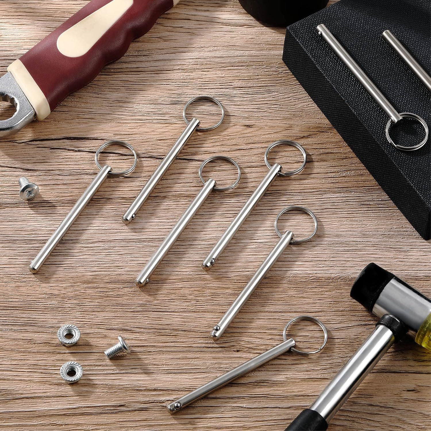 LEIFIDE Quick Release Pins for Bimini Top, Diameter 0.25 Inch, Usable Length 2 X 19/25'' (70Mm) Total Length 3 X 3/20'' (80Mm) Bimini Top Pin Marine Hardware Stainless Steel Trailer Pin(8 Pcs) image number 4