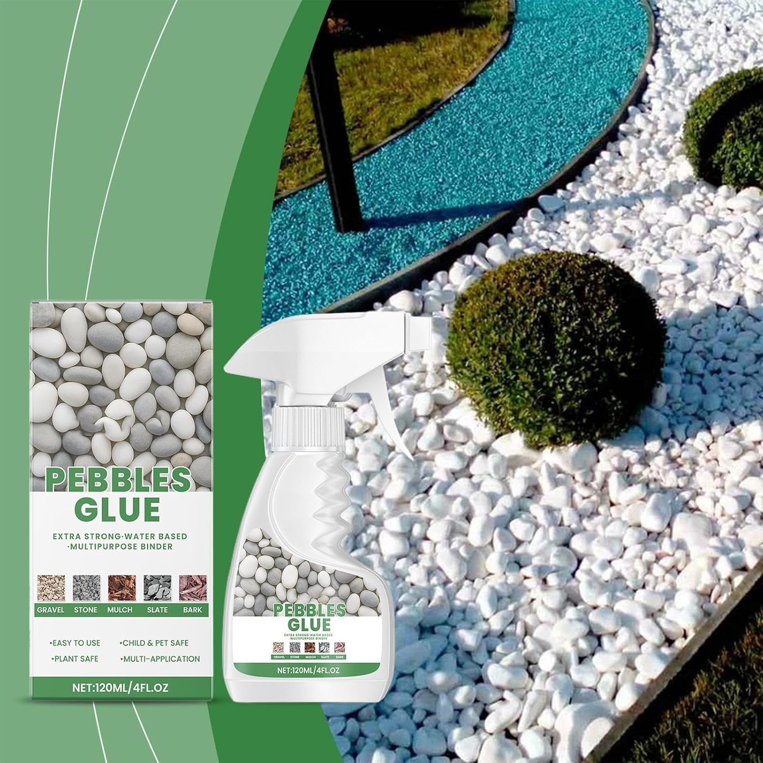 Landscape Rock Glue, Mulch Glue 120Ml, Stone Binder Weather-Resistant Adhesive Spray for Pond Driveway Gardens Paths Outdoor Playground Sculptures image number 6