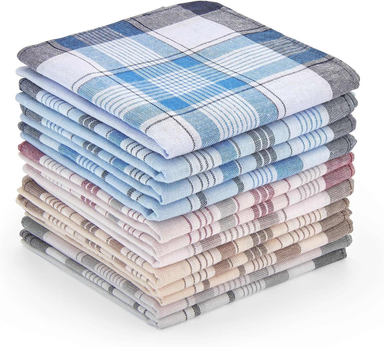 Ohuhu Handkerchiefs Men Cotton, 12 Pack 100% Cotton Handkerchief for Men, Classic Pocket Squares Hankies for Men Women