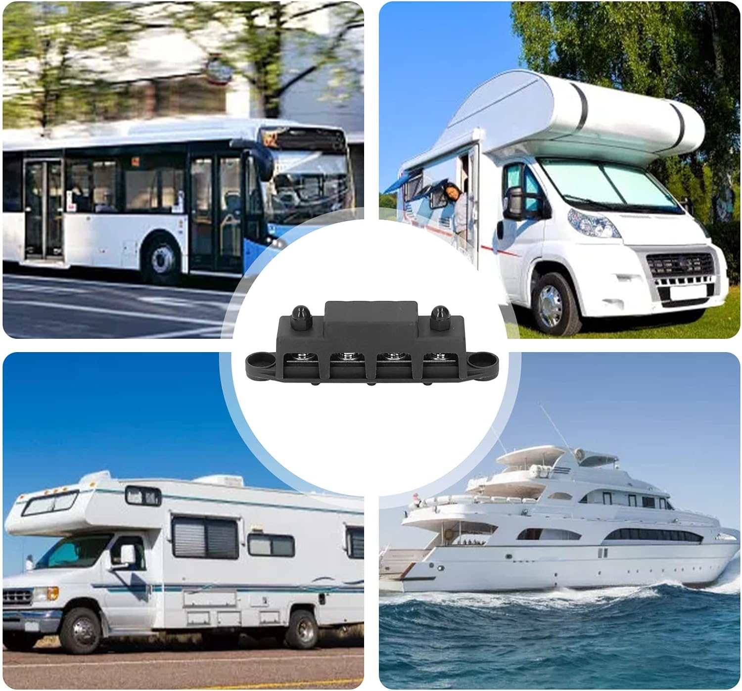 Duty Busbar Module, 62.5A Each Stud 4 Stud Power Distribution Box for Yacht (Black) image number 4