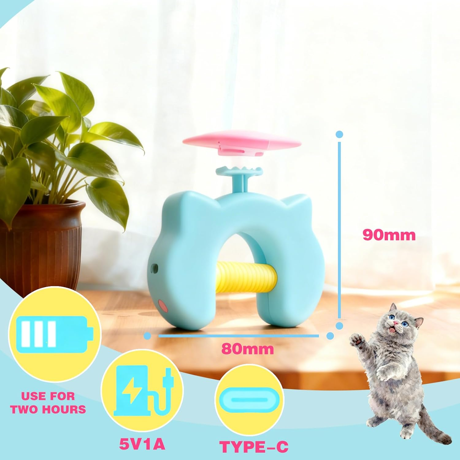 Upgraded Interactive Cat Toy with 2 Replaceable Feather Tops & 1.8M Long Rope | Hanging Toy for Door & Wall | Automatic Retractable Feather Toy for Indoor Cats | Kitten Chase Exercise Playing image number 3