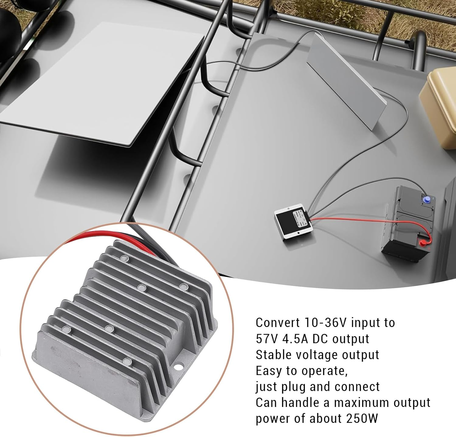 Step up Power Converter, Mini Step up Power Cable Step up Converter with Power Cord for Gen 3 12V 24V to 57V 4.5A DC Boost Converter image number 5