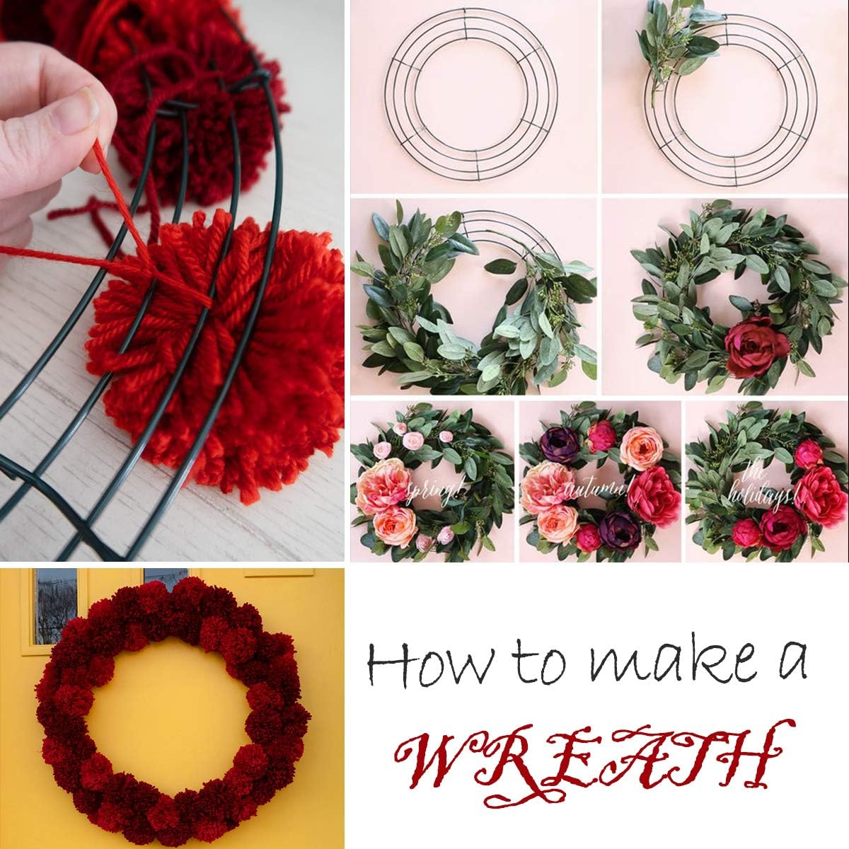 8 Pack Wire Wreath Frame 14 Inch Metal Wreath Form Wreath Ring for Crafts DIY Front Door Wreaths Christmas New Year Wreaths Valentines Wedding Garden Home Party Decoration with 38 Yard Paddle Wire image number 4