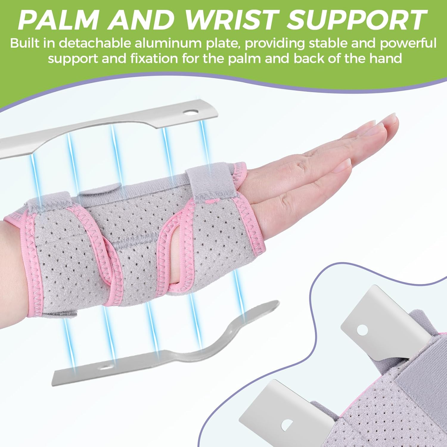 Carpal Tunnel Wrist Brace for Right, Adjustable Adult Night Wrist Support Brace, Wrist Wraps No Pressure on Thumb, Pink Elastic Wrist Guards for Arthritis, Tendonitis, Pain Relief, S image number 2