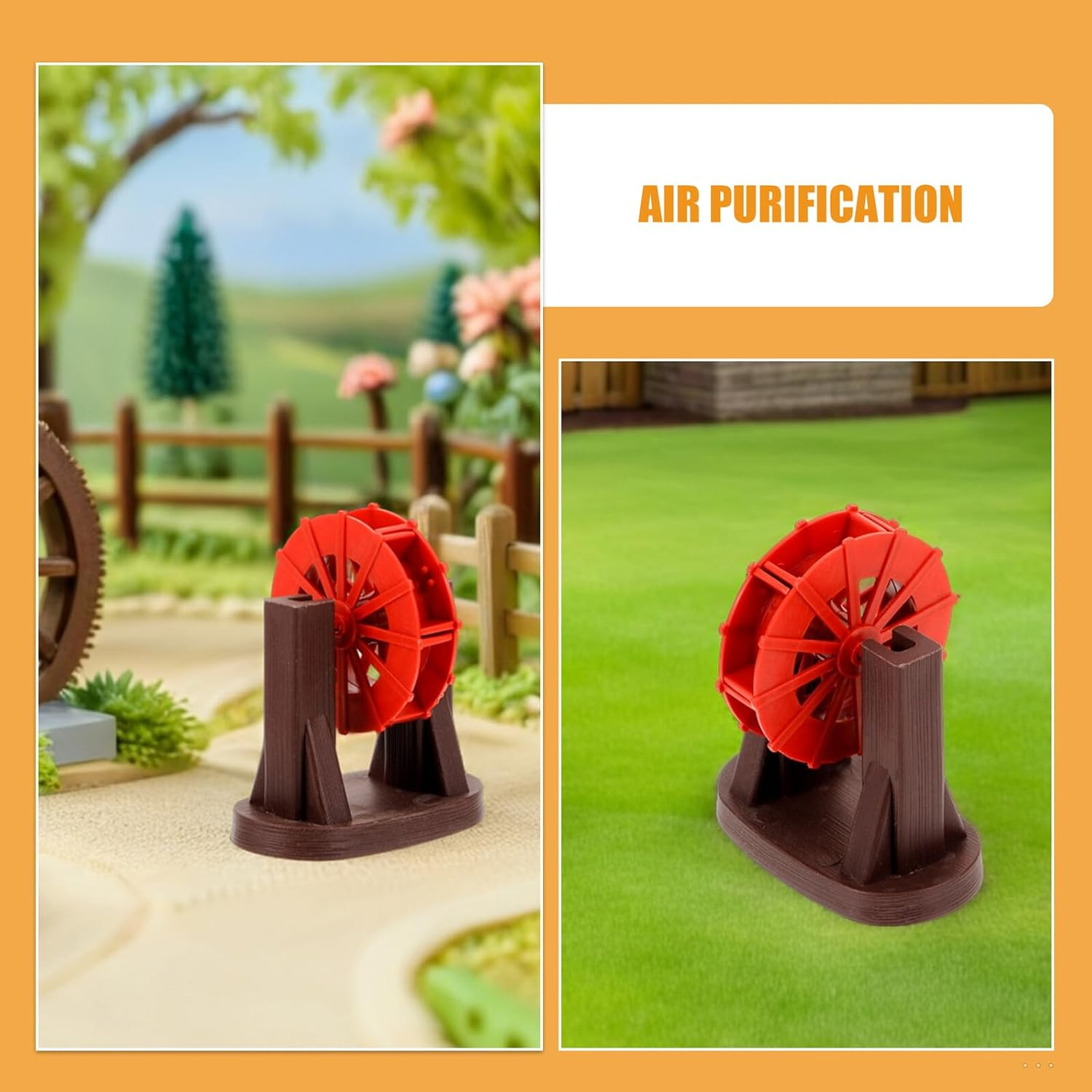 2Pcs Aquarium Water Features Fish Tank Rotating Water Wheel Mini Fountain for Zen Garden Bonsai Home Decor DIY Landscape Accessory Red image number 5