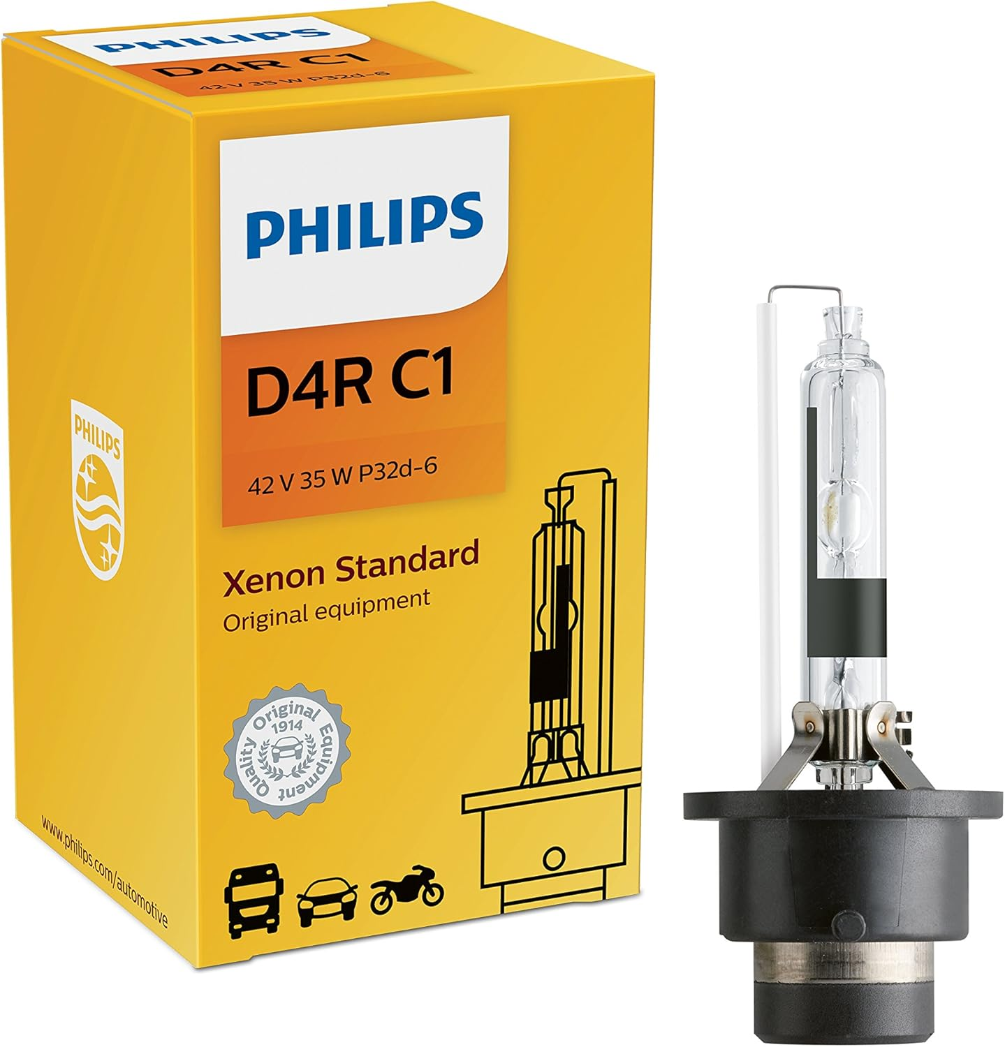 Philips D4S Standard Xenon HID Headlight Bulb, 1 Pack - D4R