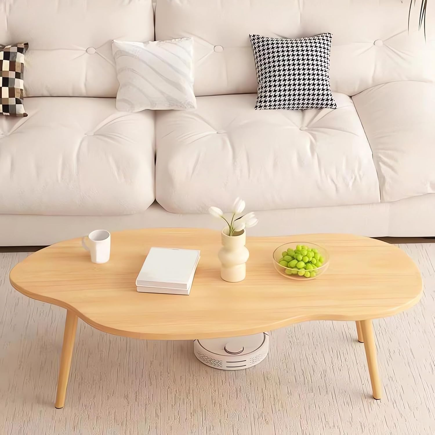 Modern Cloud-Shaped Coffee Table, 80Cm X 40Cm X 42Cm, Living Room Furniture, Wood/White A263 (A White) - Wood