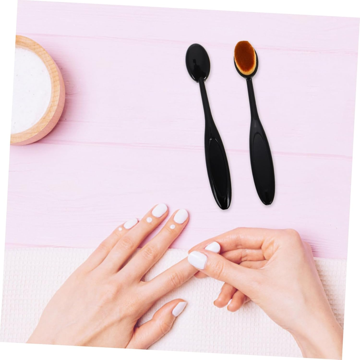 ADOCARN 2Pcs Nail Art Dust Brush Makeup Brush Cleaner Soft Bristle Fingernail Cleaner Portable for Daily Use image number 1
