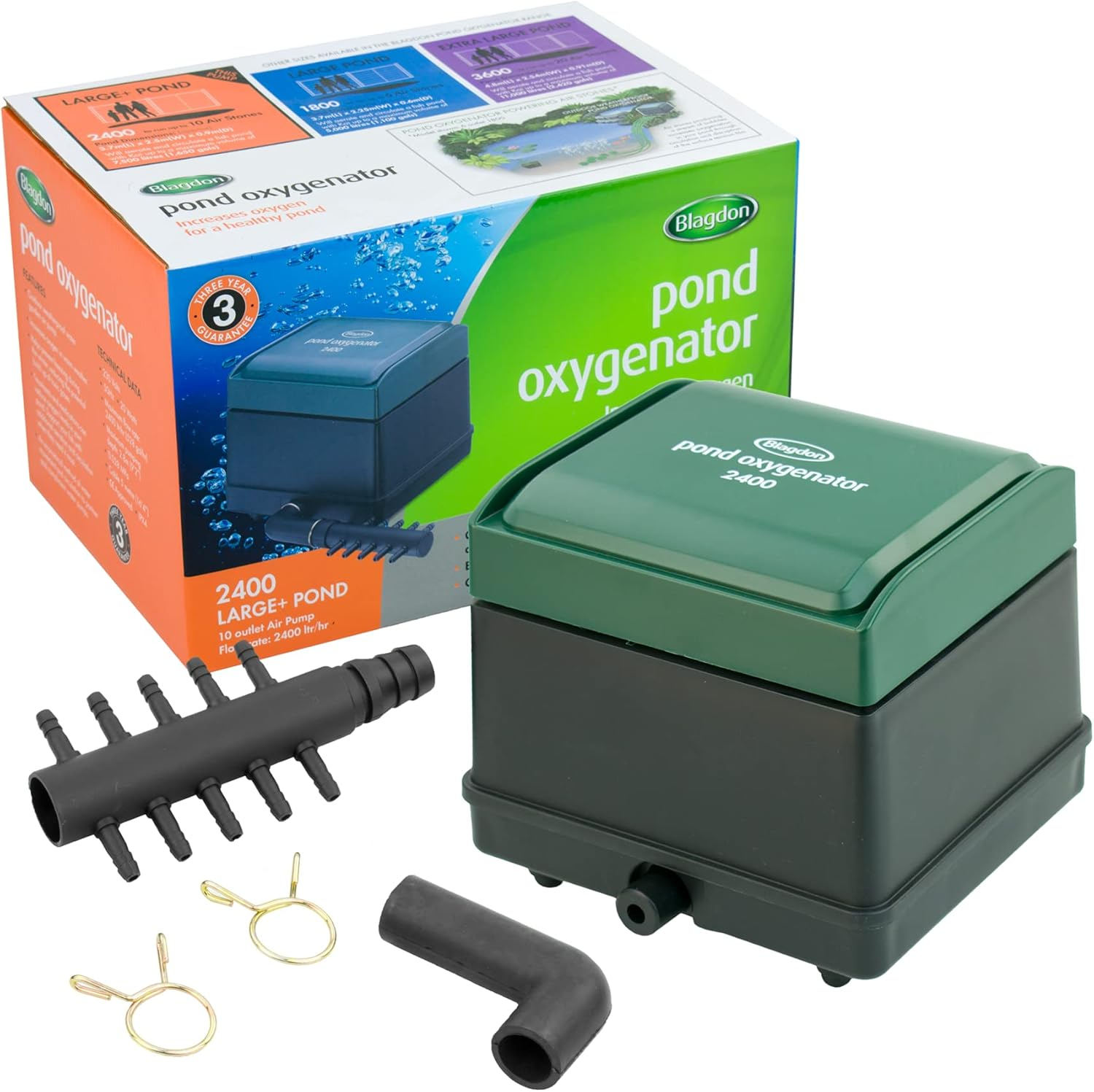 Blagdon Pond Oxygenator 2400, 10 Outlet Air Pump for Koi Ponds up to 7,500 Litres, Suitable for Aeration and Oxygenation in Hydroponic and Aquaponic Systems image number 4