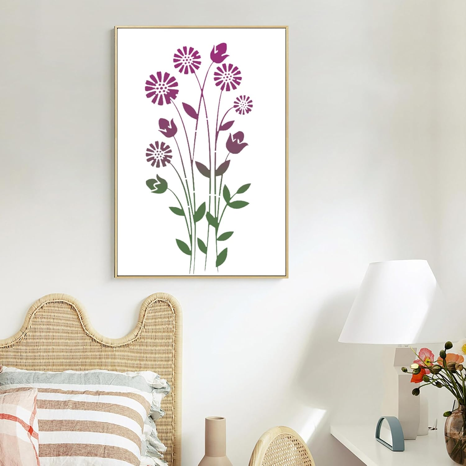 12PCS Large Wall Stencils for Painting,Vines/Flower Stencils,Stencils for Painting,Wall Stencil,Stencils for Crafts Reusable,Stencil Paint,Craft Stencils for Painting on Wood,Wall,Fabric,Furniture image number 5