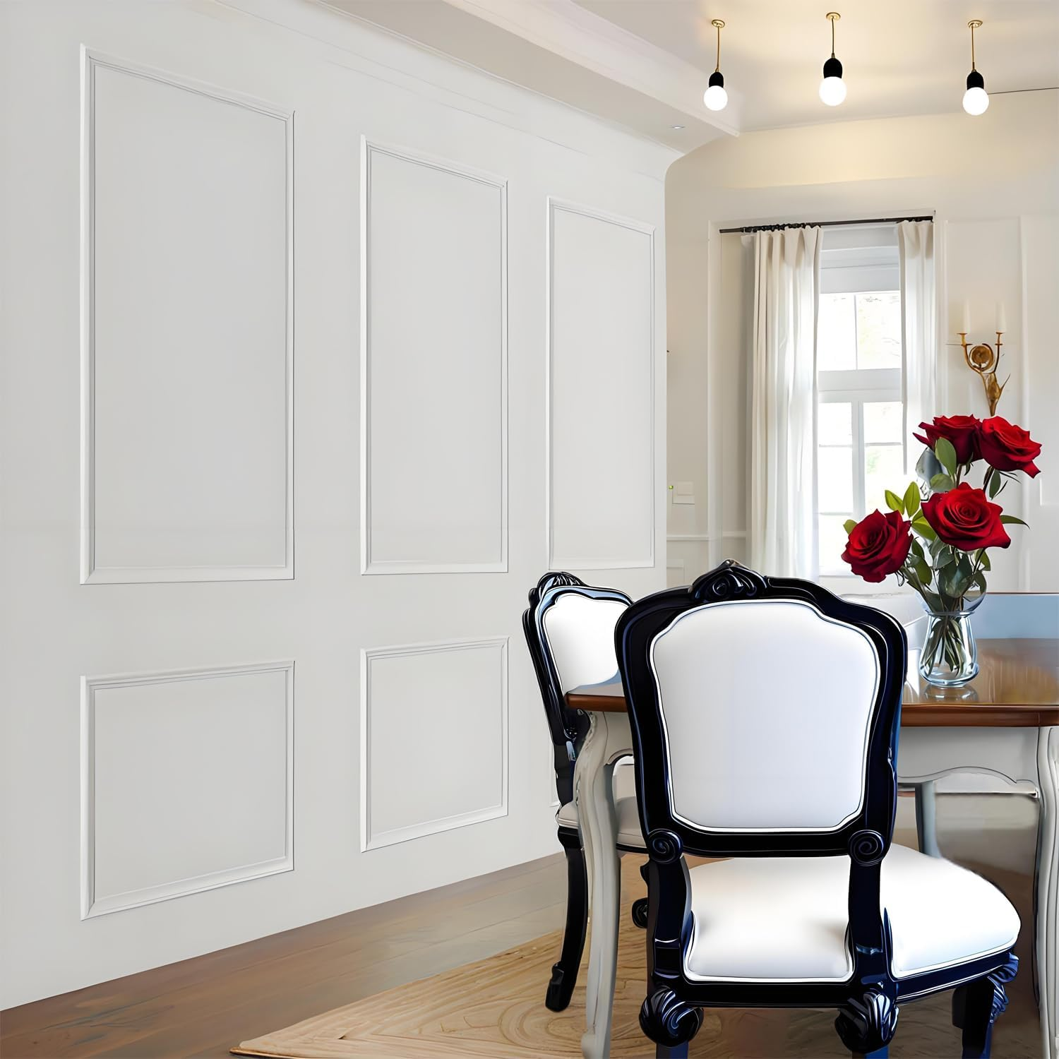 TRAIN2 ART 6 Sets Peel and Stick Wall Molding Kit, Ready to Assemble Wainscoting Panels for Interior Wall Moulding Decor，Pre Made Wainscoting Wall Panel for Living Room Bedroom Accent Wall image number 5