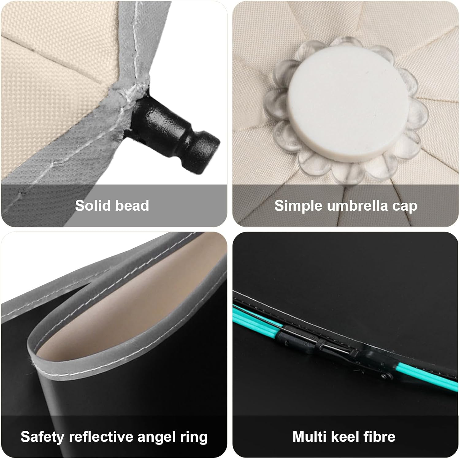 Folding Umbrellas, Automatic Extra Large Compact for Sun & Rain &ndash; Windproof Travel Parasol with Hooking Handle, Inverted Dry Close & Safety Reflective Strips (Beige)