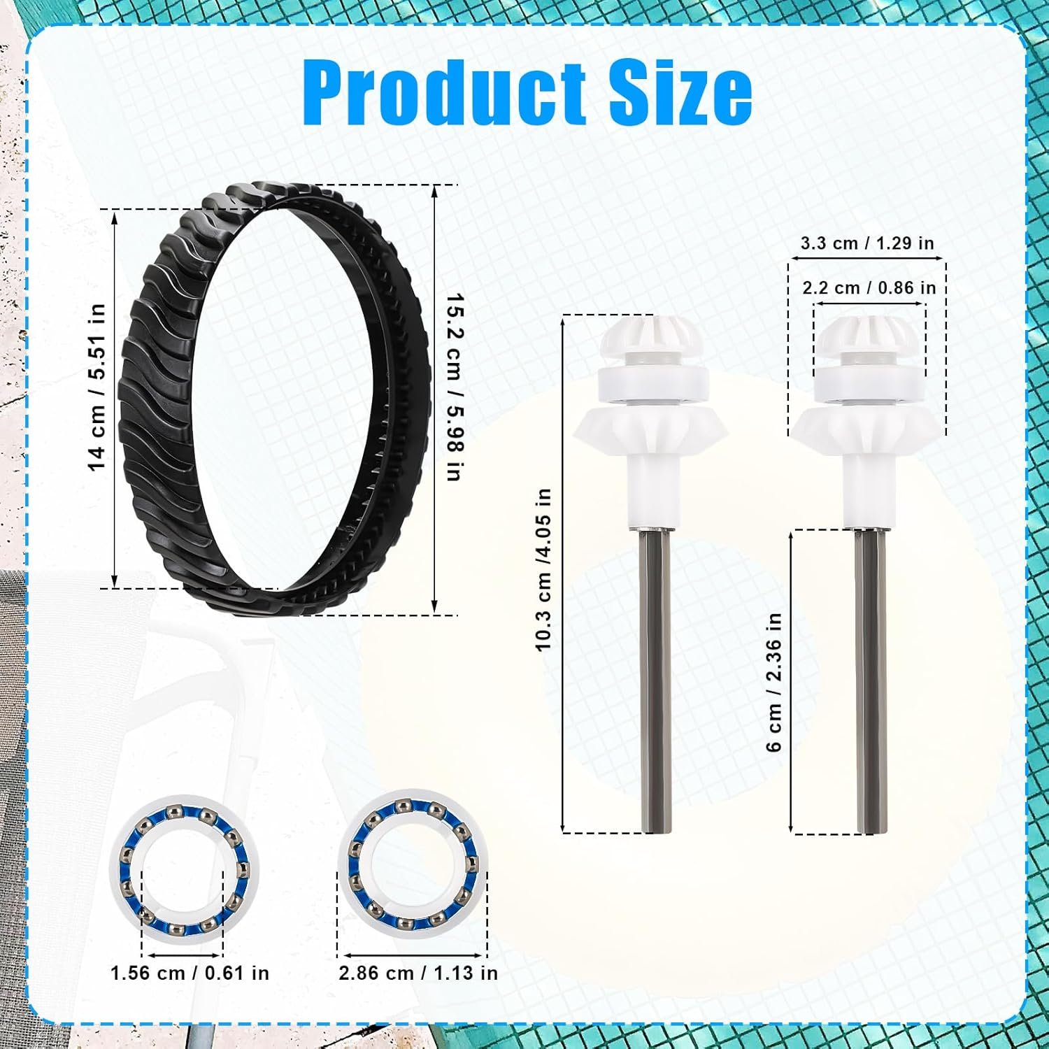 PEUTIER Pool Cleaner Parts, 6Pcs Pool Cleaner Drive Shaft Rebuild Kit Replace Partial Tune up Kit Fit for Zodiac MX8 MX6 Elite Pool Cleaners, Easy to Install and Long-Lasting image number 1