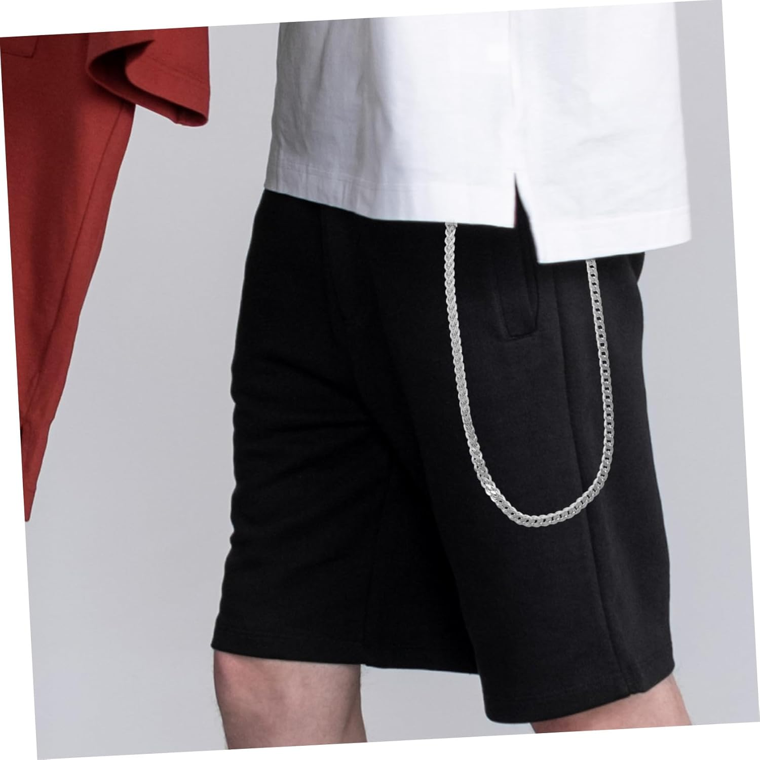 ANDRESLAD Mens Wallet Chain and Trousers Chain Silver Stainless Steel Hip Hop Punk Style 57Cm Length for Jeans and Pants Accessories image number 5