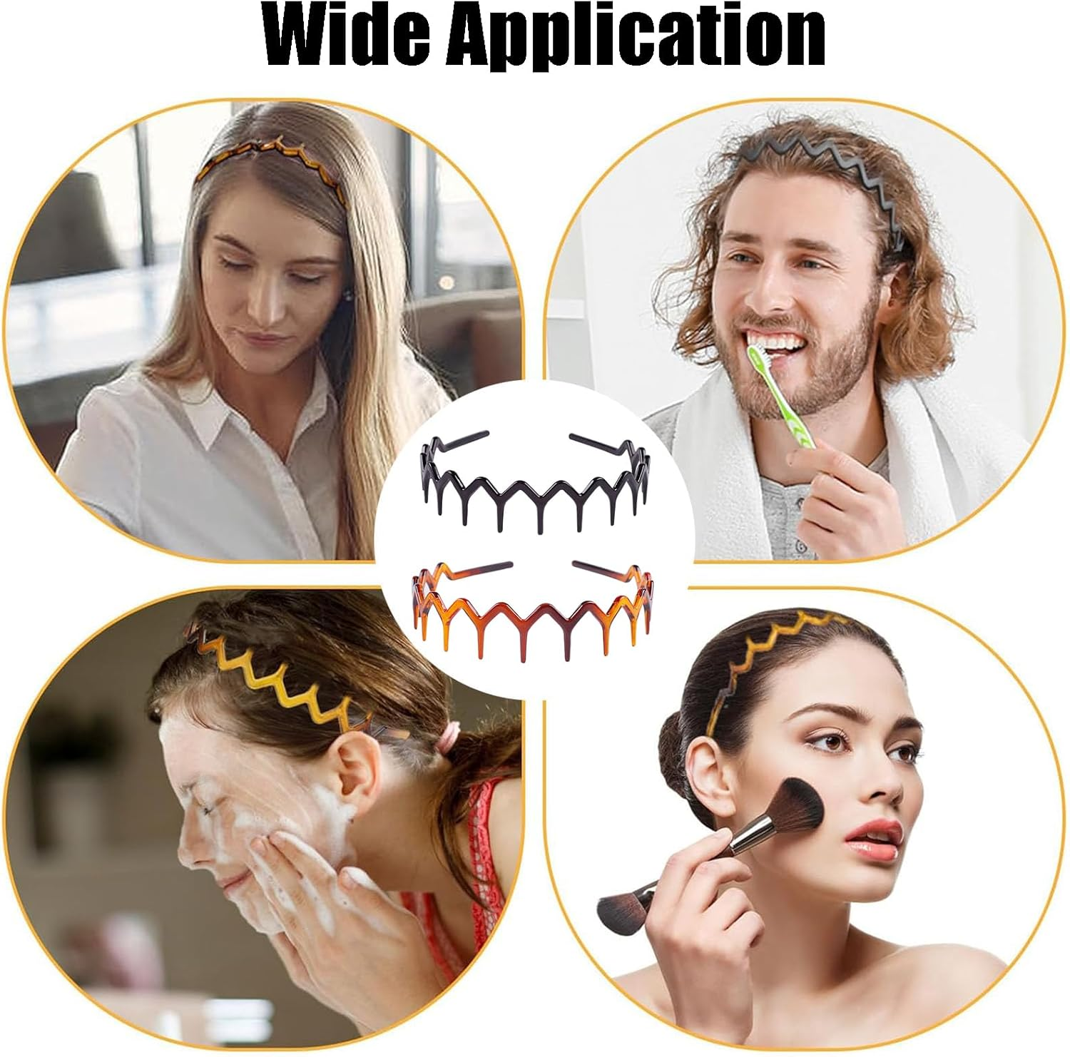 Zigzag Headband, 4 Pieces Zigzag Hair Hoop Shark Tooth Hair Comb Hair Band Plastic Headband Make up Zigzag Headband Non-Slip Head Hoop Fashion Headbands for Women and Girls image number 5