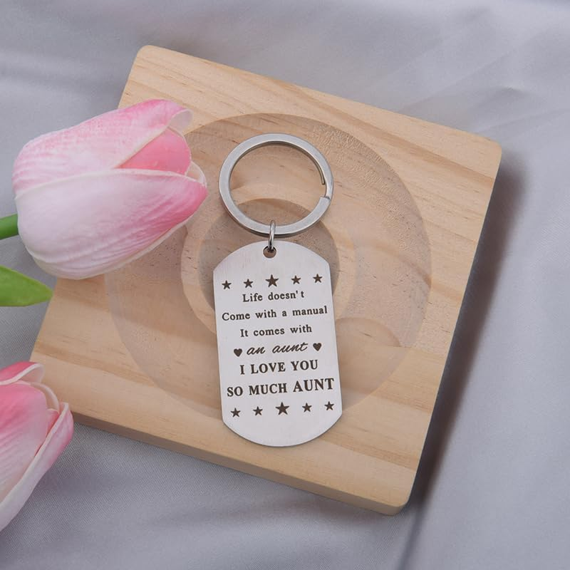 Aunt Christmas Birthday Gifts for Women from Niece Nephew Aunt Keychain Gifts for Aunt Aunts Auntie Aunty Thanks for Being My Aunt Inspirational Keychains Gifts for Aunt Women image number 1