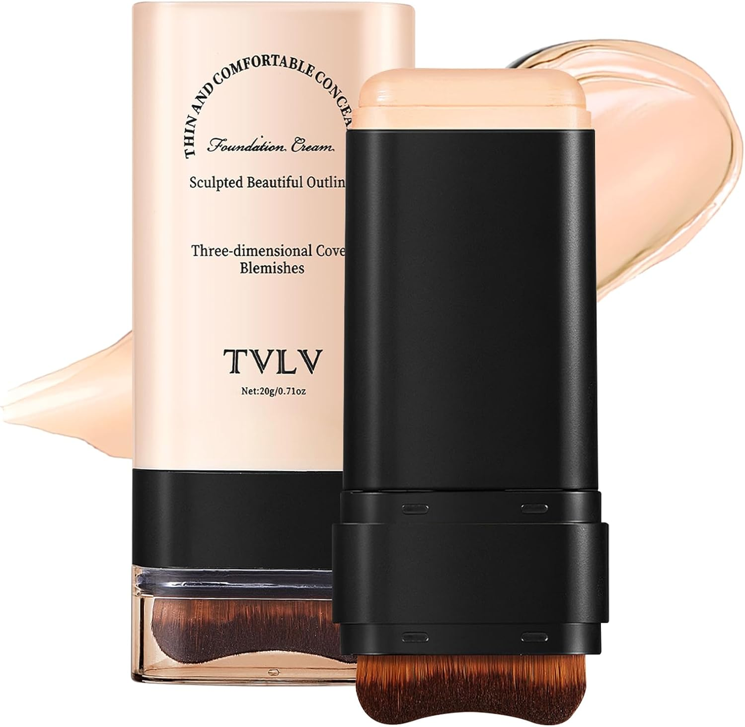 Face Foundation Stick Long-Wear Hydrating Lightweight Contour Brighten Solid Tinted Foundation Stick with Brush Multi-Use Blemish Contouring Face Concealer Beauty Makeup for All Skin Types (04#Wheat)