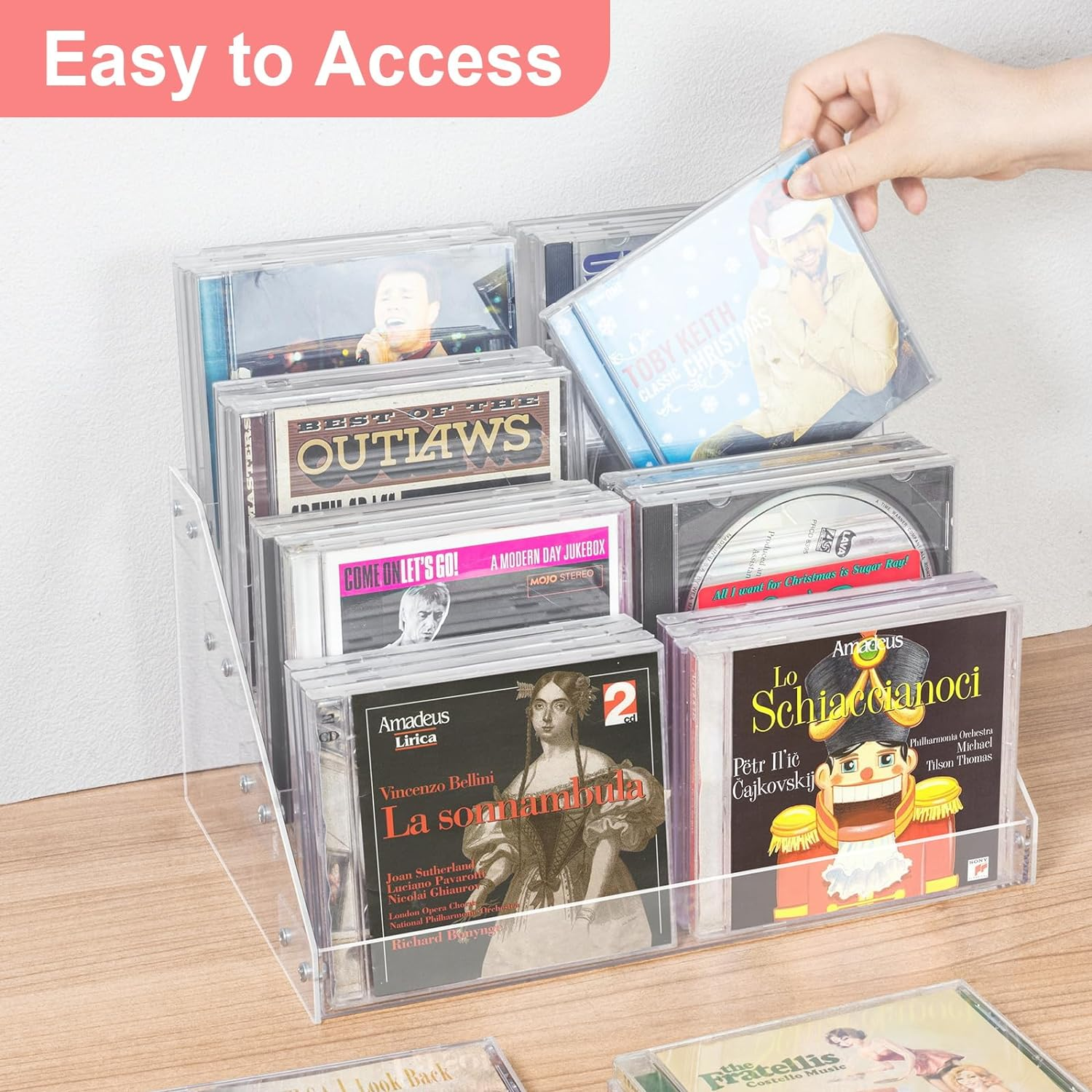 Vowcarol 4-Tier CD Storage Organizer, Dvd Case Holder Organizer CD Holder for 32 CD Jewel Cases image number 2