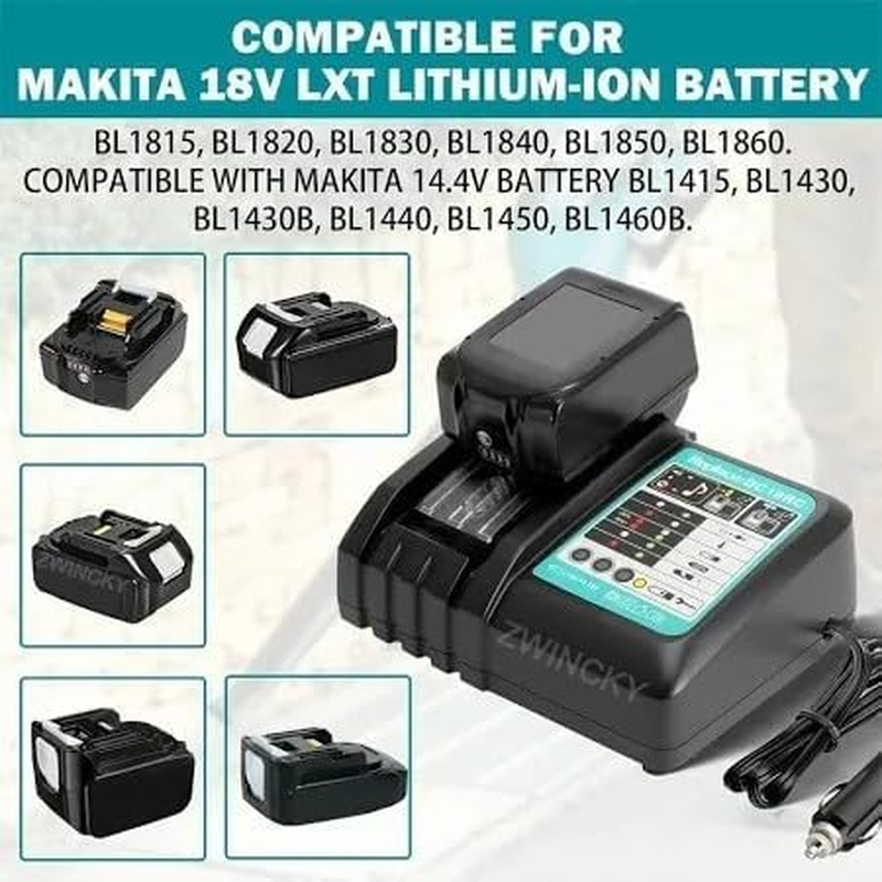 Replacement DC18RC Rapid Car Charger Compatible with Makita 18V BL1850/BL1860/BL1430 Batteries image number 4