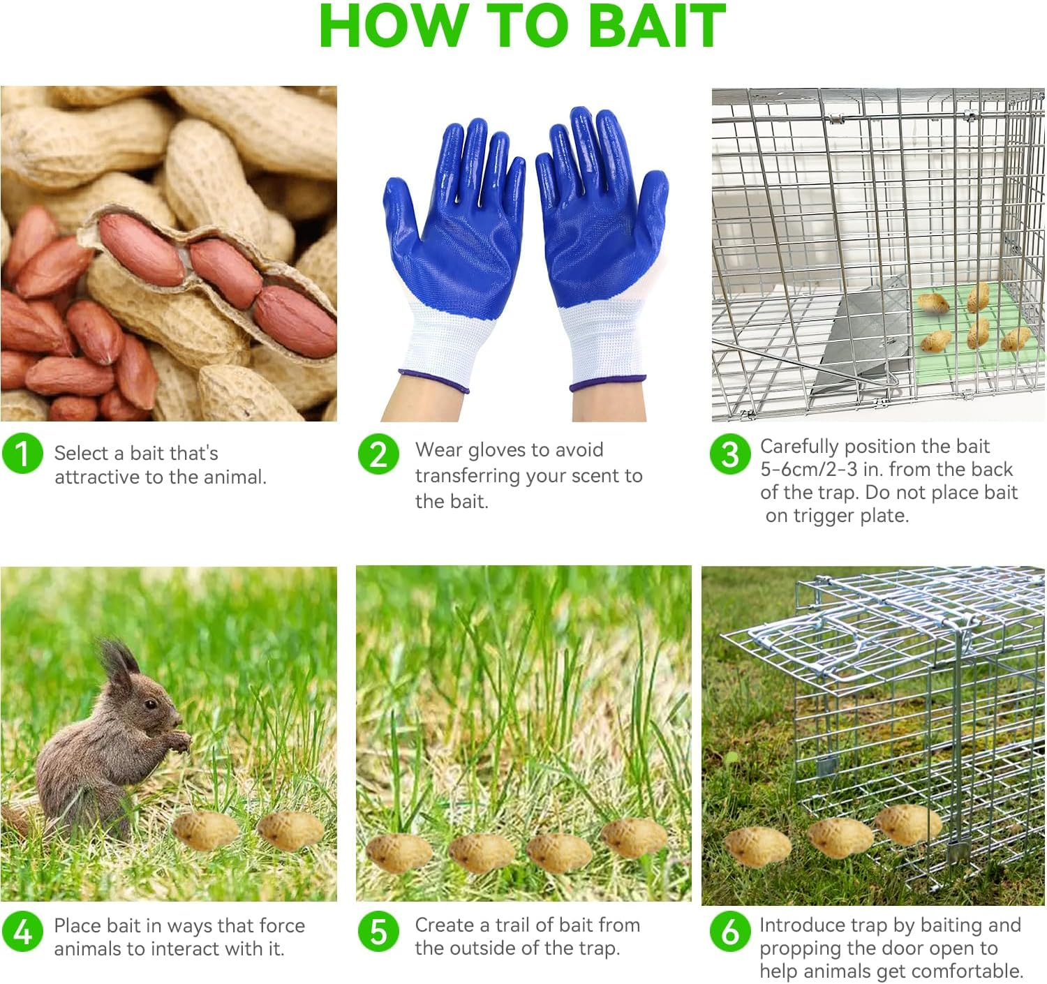 Live Animal Cage Trap, 78X30X29Cm Heavy Duty Folding Raccoon Traps, Humane Cat Trap for Stray Cats, Raccoons, Squirrel, Skunk, Mole, Groundhog, Armadillo, Rabbit, Catch and Release image number 2