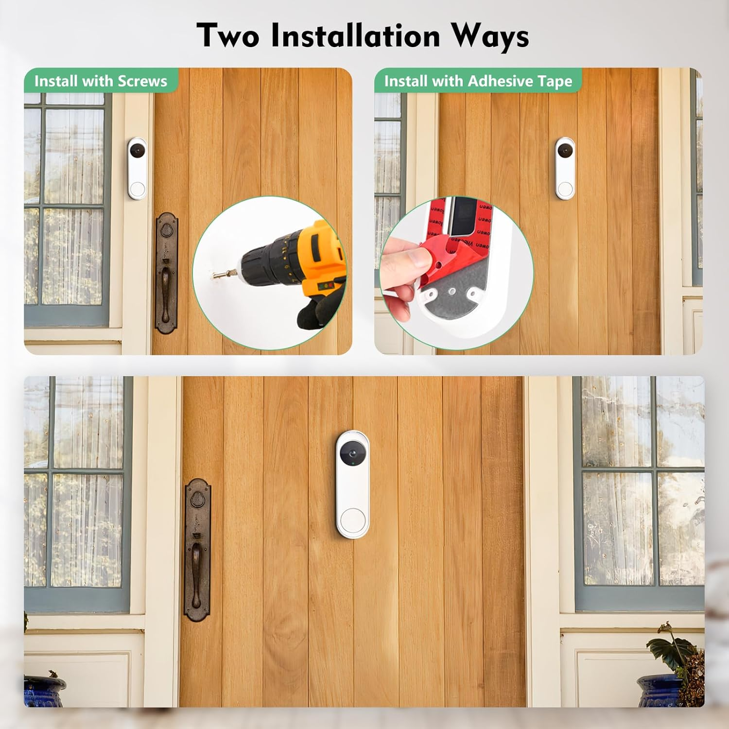 Anti-Theft No Drill Doorbell Mount Compatible with Google Nest Doorbell (Battery), Video Doorbell Door Mount for Apartment, Home, Renters, No Tools Needed and Protect Your Wall image number 2