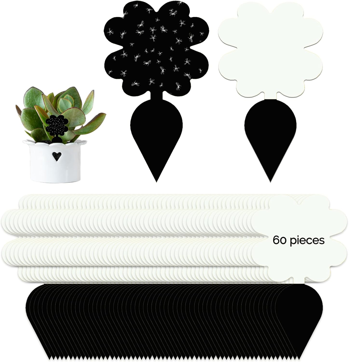 60Pack Gnat Trap Sticky, Fruit Fly Trap for Files Moths Mosquito, Waterproof Fly Trap, Non-Toxic, Harmless and Odorless, Friendly to Pets and Humans, Indoor and Outdoor Use, Black image number 3