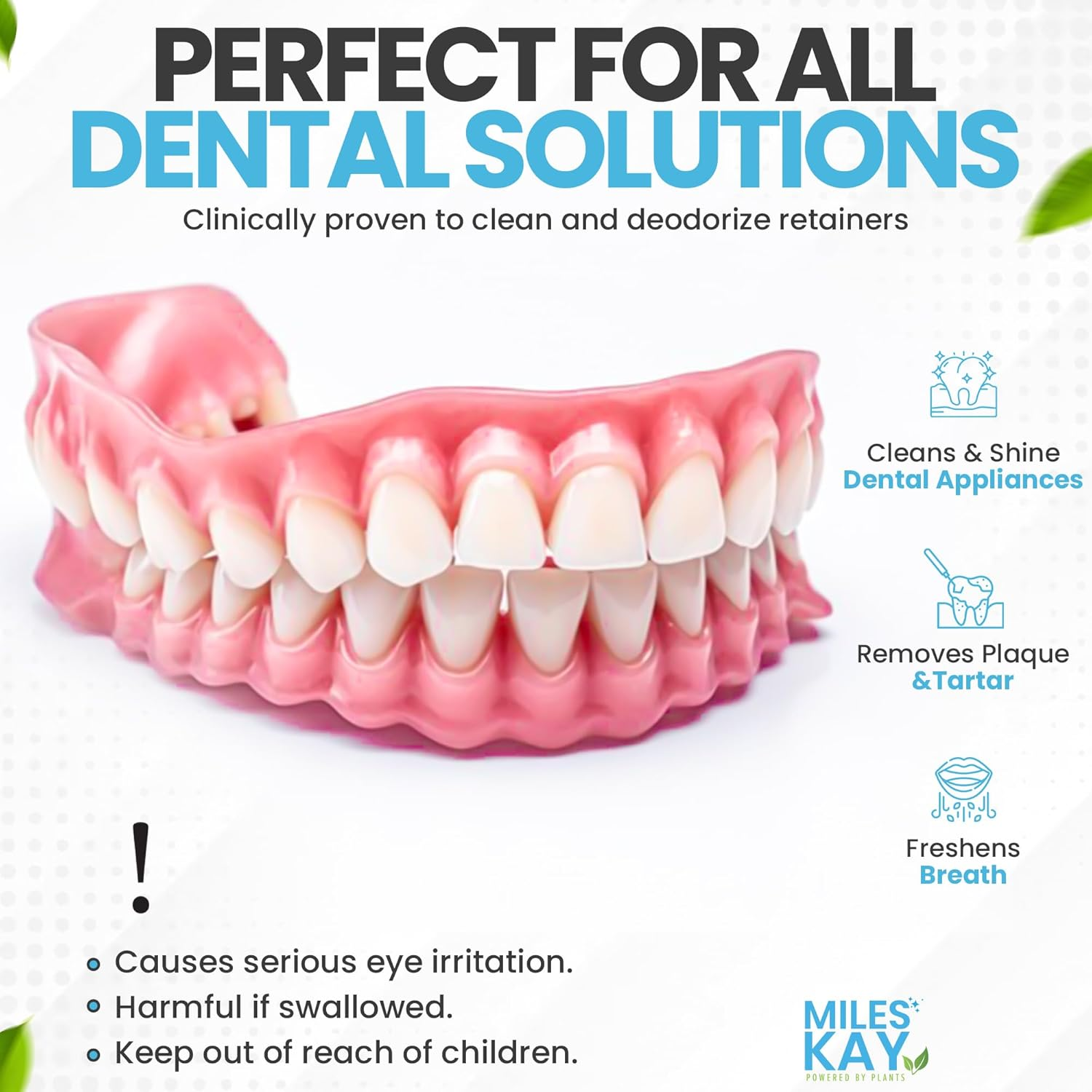 Retainer Cleaner &ndash; 120 Tablets (4-Month Supply) &ndash; Retainer Cleaning Tablets for Retainers, Aligners, Invisalign, Dentures, Mouth Guards &ndash; Ultrasonic & Dental Pod Compatible &ndash; Fresh Mint | Miles Kay image number 3