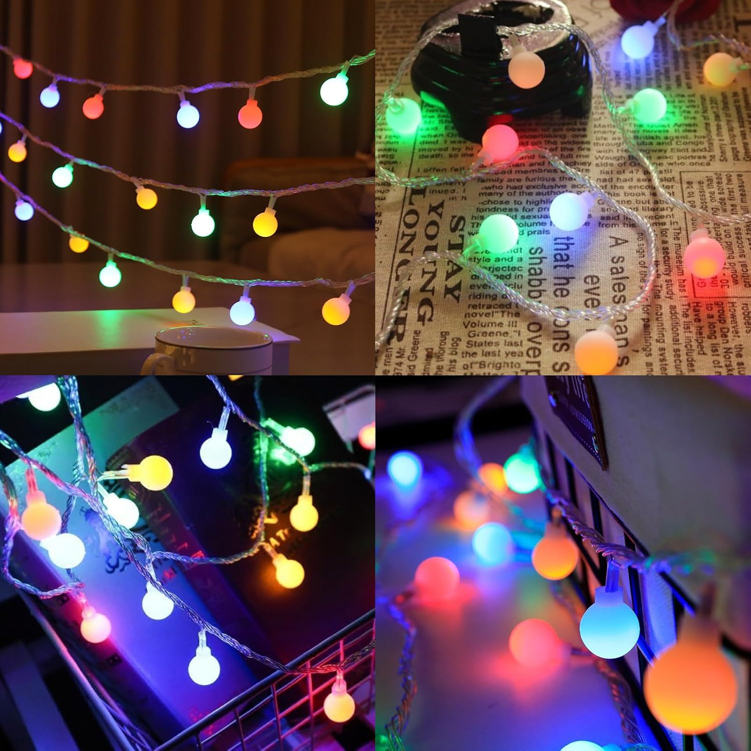 ENLACE LED Ball String Lights, 1.5M 10 LED String Lights, Battery Operated Multicolor for Outdoor, Indoor, Wedding, Party, Christmas, Garden, Balcony, Decoration