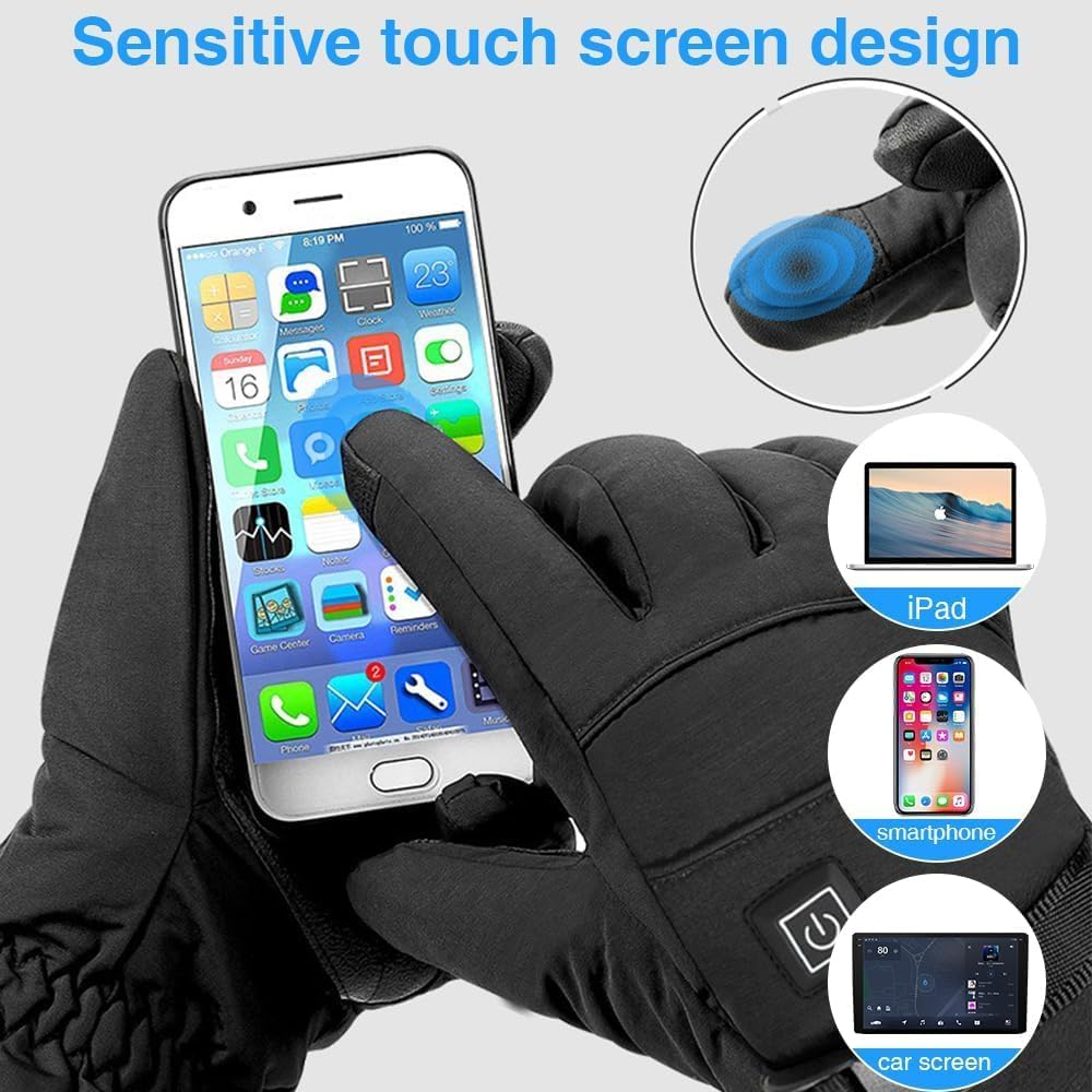 B-Qtech Heated Gloves for Men Women 4000Mah Battery Rechargeable Heated Ski Gloves Touchscreen Waterproof Electric Heated Fishing Gloves for Winter Outdoor Work Skiing Hiking image number 2
