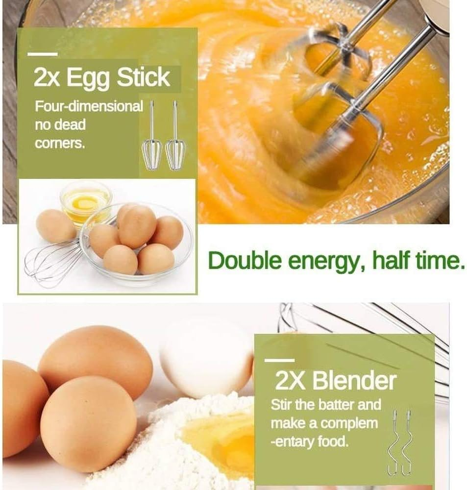 Riiai Electric Hand Mixer, 300W Hand Mixer with 7-Speed, Easy Eject Button and 4 Attachments (Beaters, Whisk)