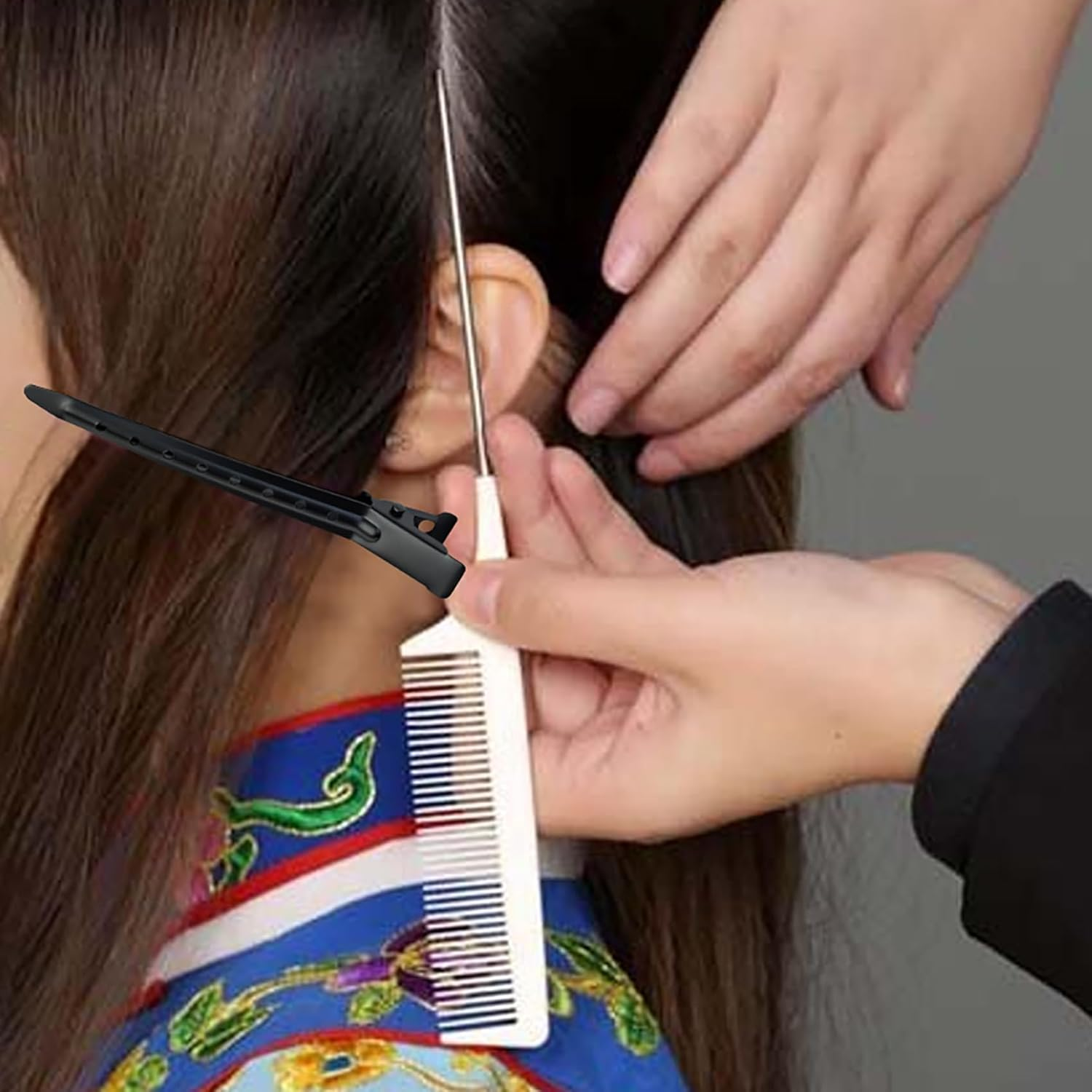 OJIOUI 24 Packs Duck Bill Clips 3.5 Inches Rustproof Metal Alligator Curl Clips with Holes for Hair Styling Haircutting and Makeup (Black, 3.5 Inch/9Cm) image number 1