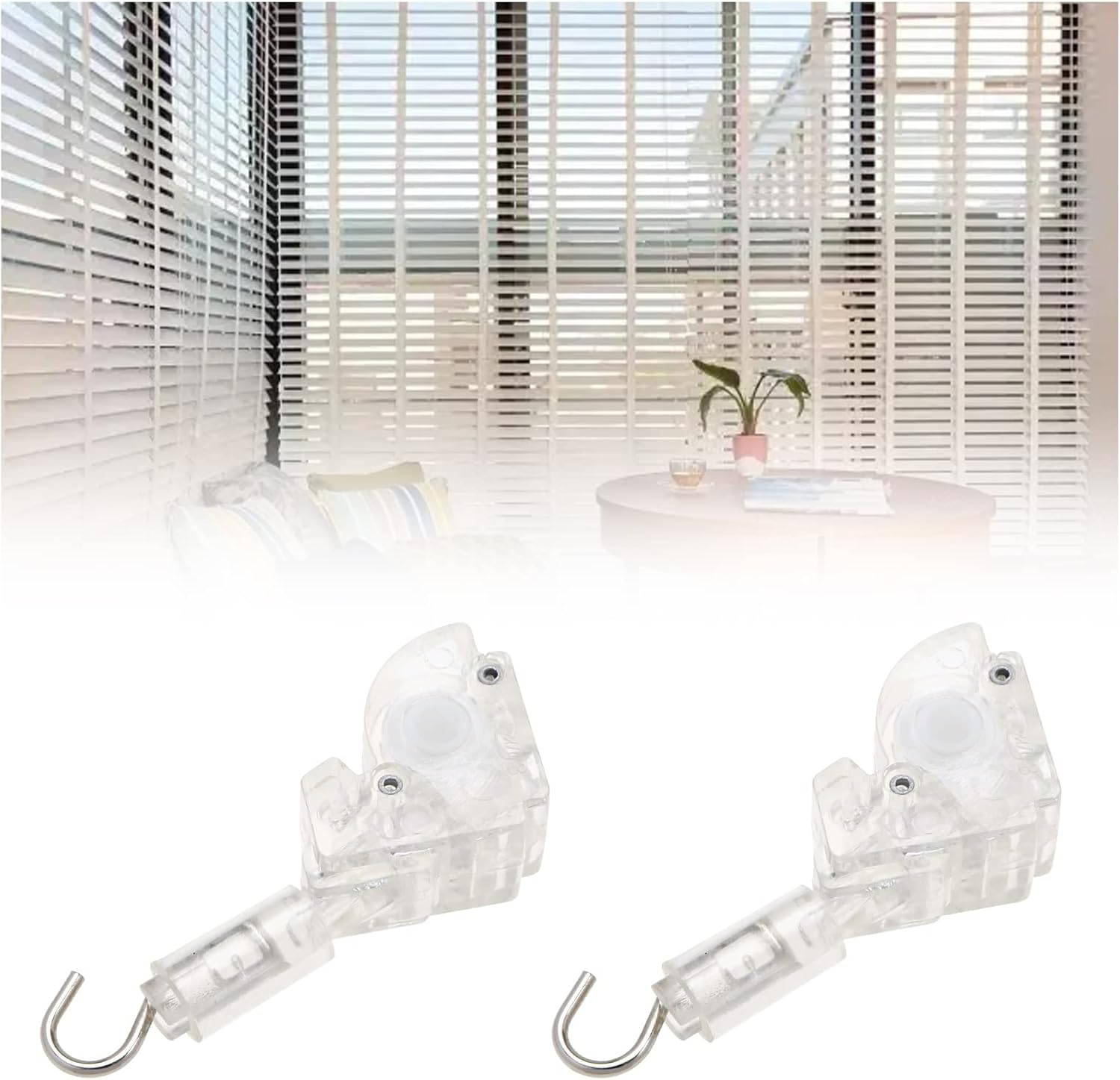 Emsea 4Pcs 1" Blinds Wand Tilter Mechanism with D Shaped Gear 5/32" Hook Connection Metal Venetian Blind Tilt Wand Tilter Mechanism Replacement for Mini Blinds