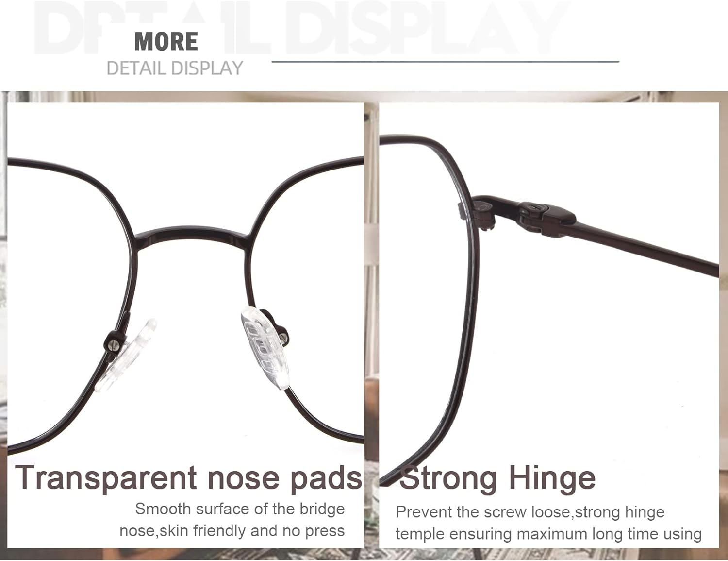 Vintage Metal Eyeglasses Clear Lens Fake Square Women Men Eyewear image number 3