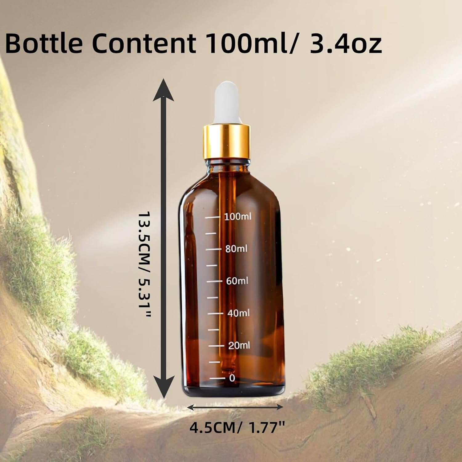 2 X 100Ml Dropper Bottle Clear Glass Dropper Bottle with Droper Pipettes, Refillable Sample Dropperbottles with Funnel and Label for Essential Oil Blending, Perfumery (Amber, 2X100ML) - Amber image number 4
