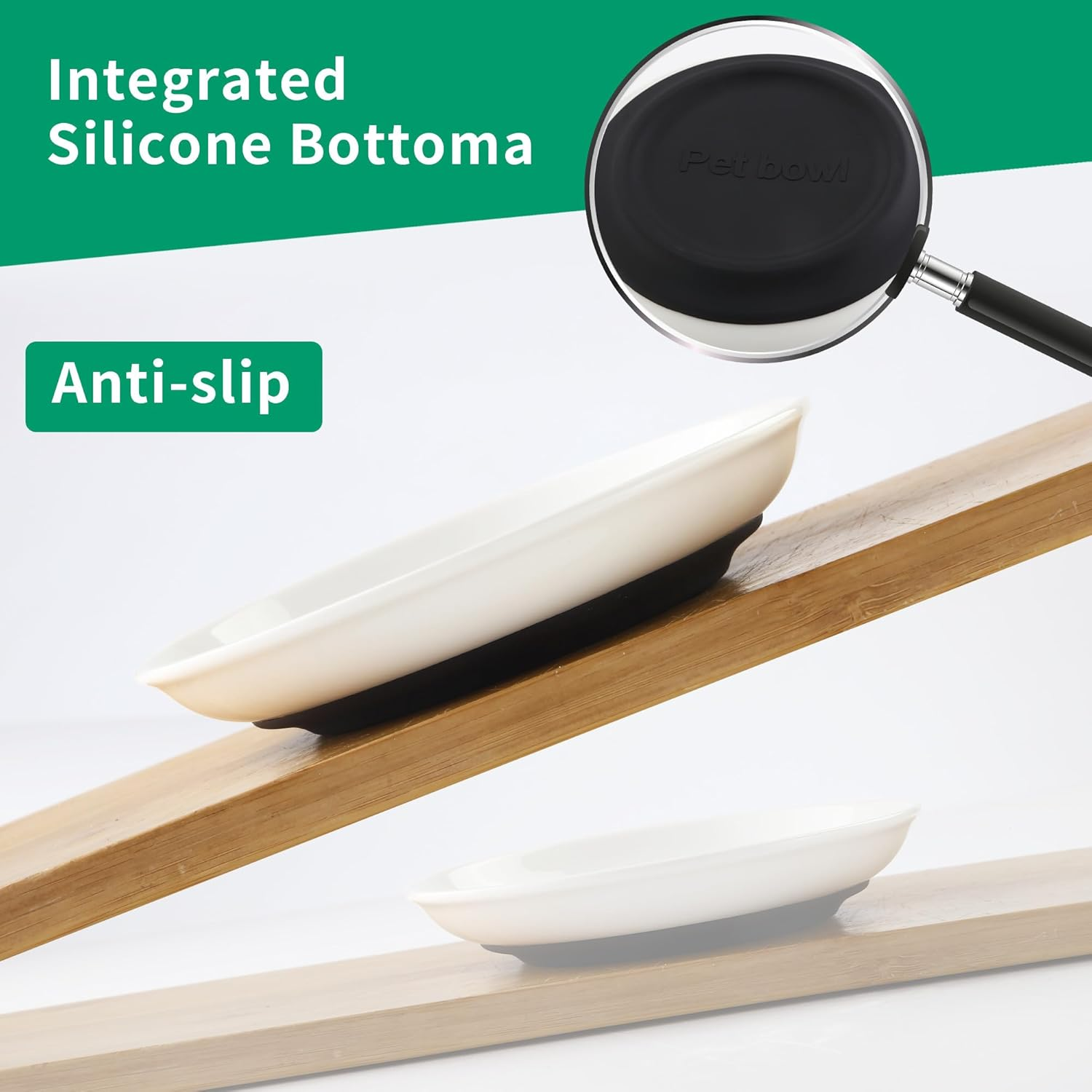 6 Cat Feeding Bowls, Ceramic Rubber Base Non-Slip Diameter 15Cm, Pet Cat and Puppy Bowls image number 5