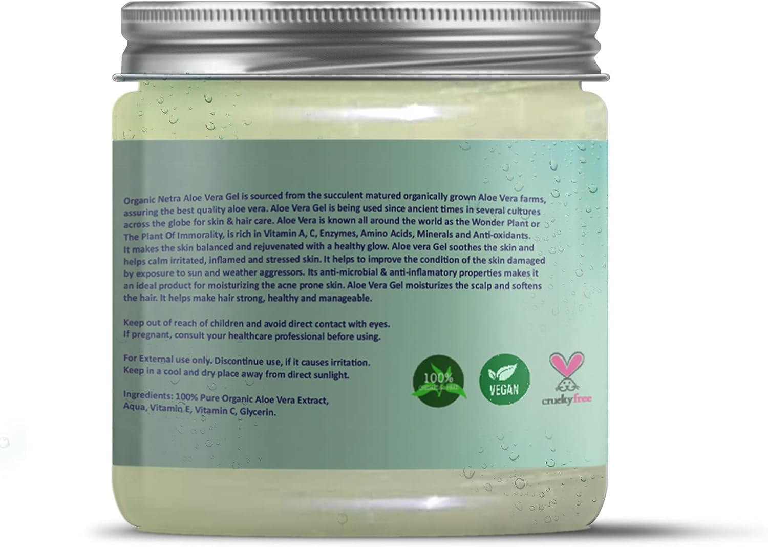 Organic Netra Pure Aloe Vera Gel with Vitamin C & E for Skin, Face and Hair Helps to Repair and Smoothens Hair Relax and Renew Your Skin and Scalp Paraben Free & Sulphate Free, 200Gm image number 6