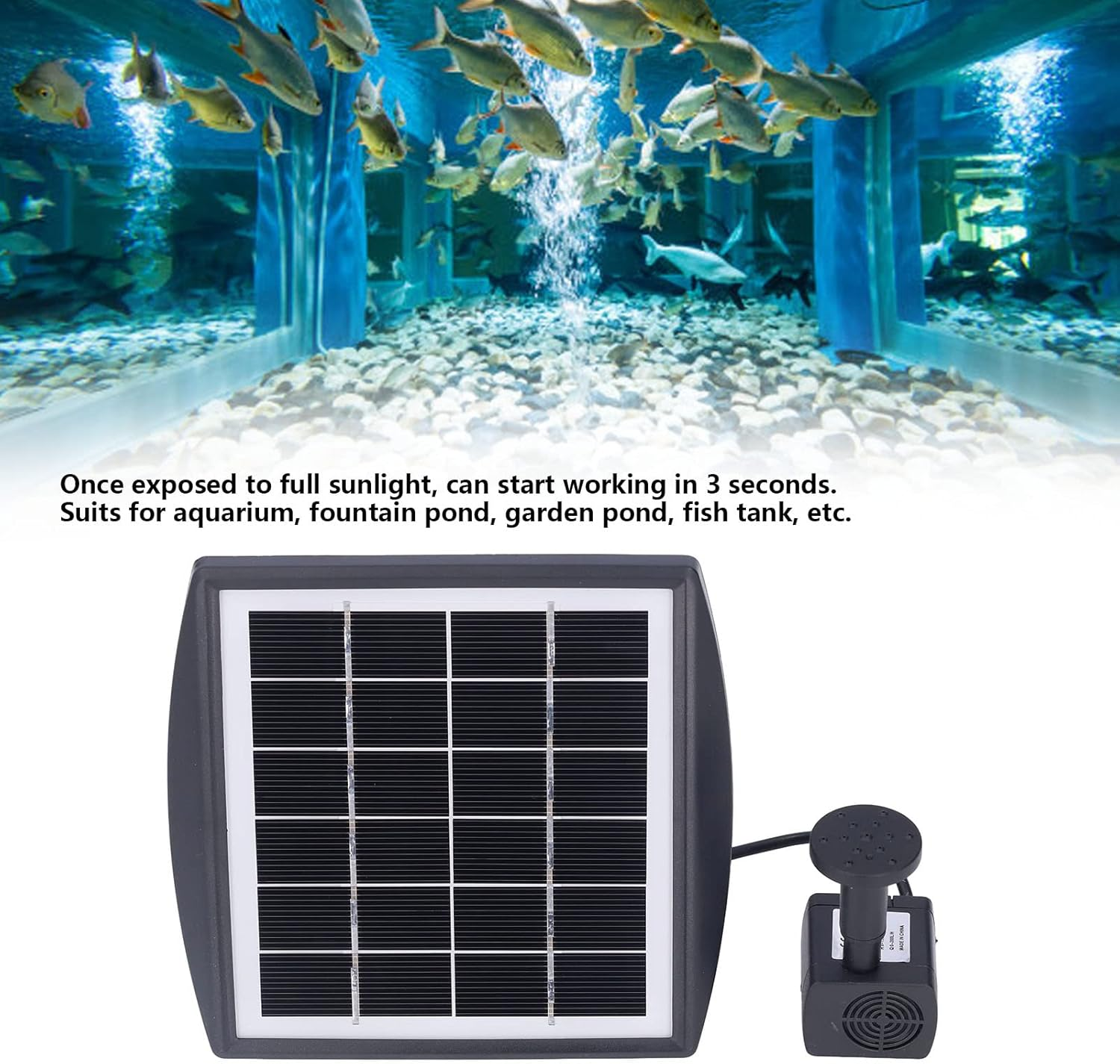Cryfokt Solar Power Kit, Solar Fountain Pump with 9.84Ft Long Cable Submersible Easy to Install Bird Bath Water Fountain for Small Pond, Garden Decoration, Pool, Fish Tank