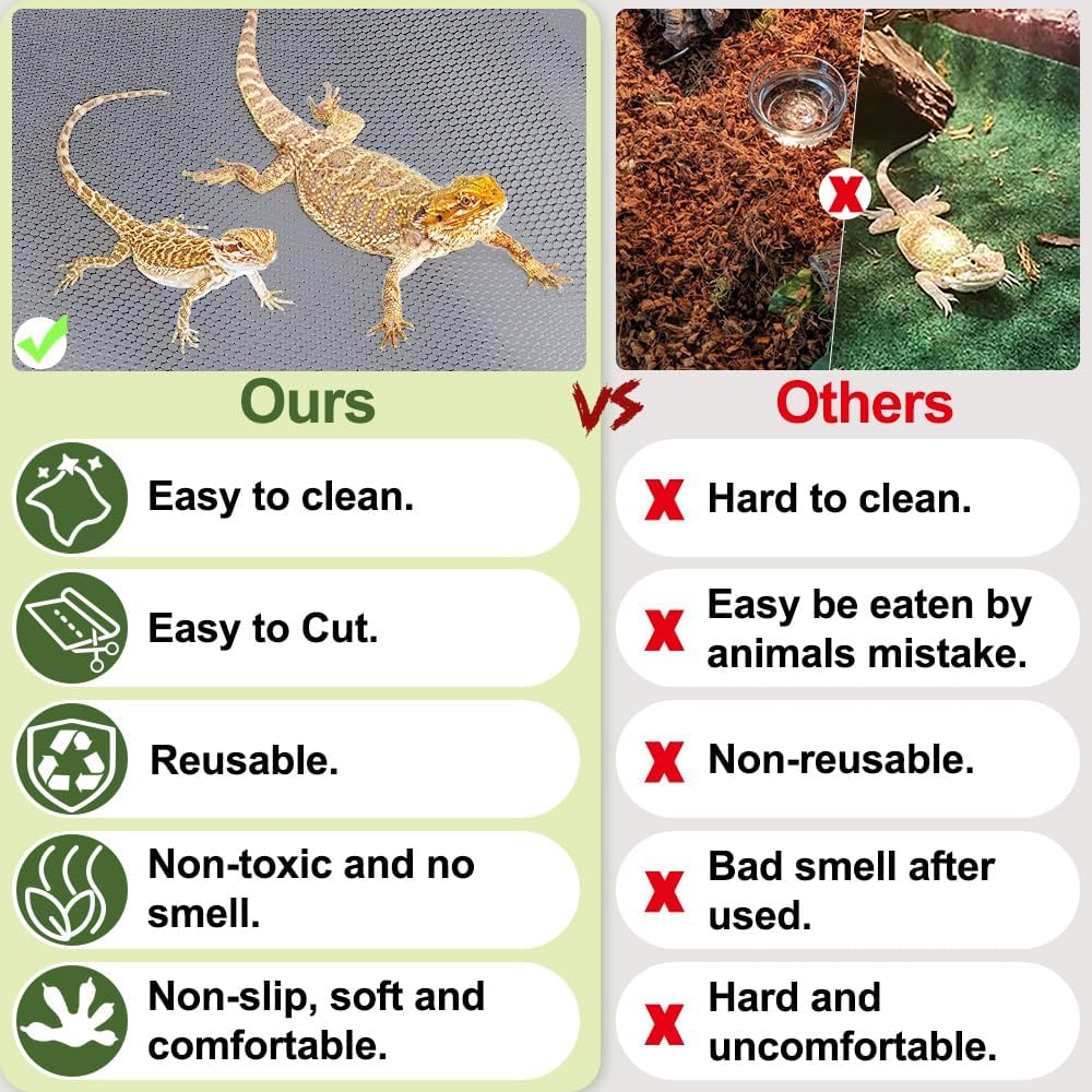 TCYPUHL Reptile Carpet, Reptile Mat, Bearded Dragon, Leopard Gecko Substrate,Bearded Dragon Tank Flooring Grey image number 5